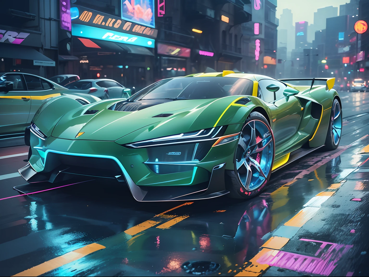 (1 transparent sports car on gorgeous city streets),Color transparent plastic,cyber punk perssonage,industrial design,Smooth design feel,Sophisticated body structure,cleanness,(((Transparent visual impact))),(((Brilliant neon lights))),white backgrounid,ultra-realistic realism,hyper HD,high detal,best qualtiy,4K