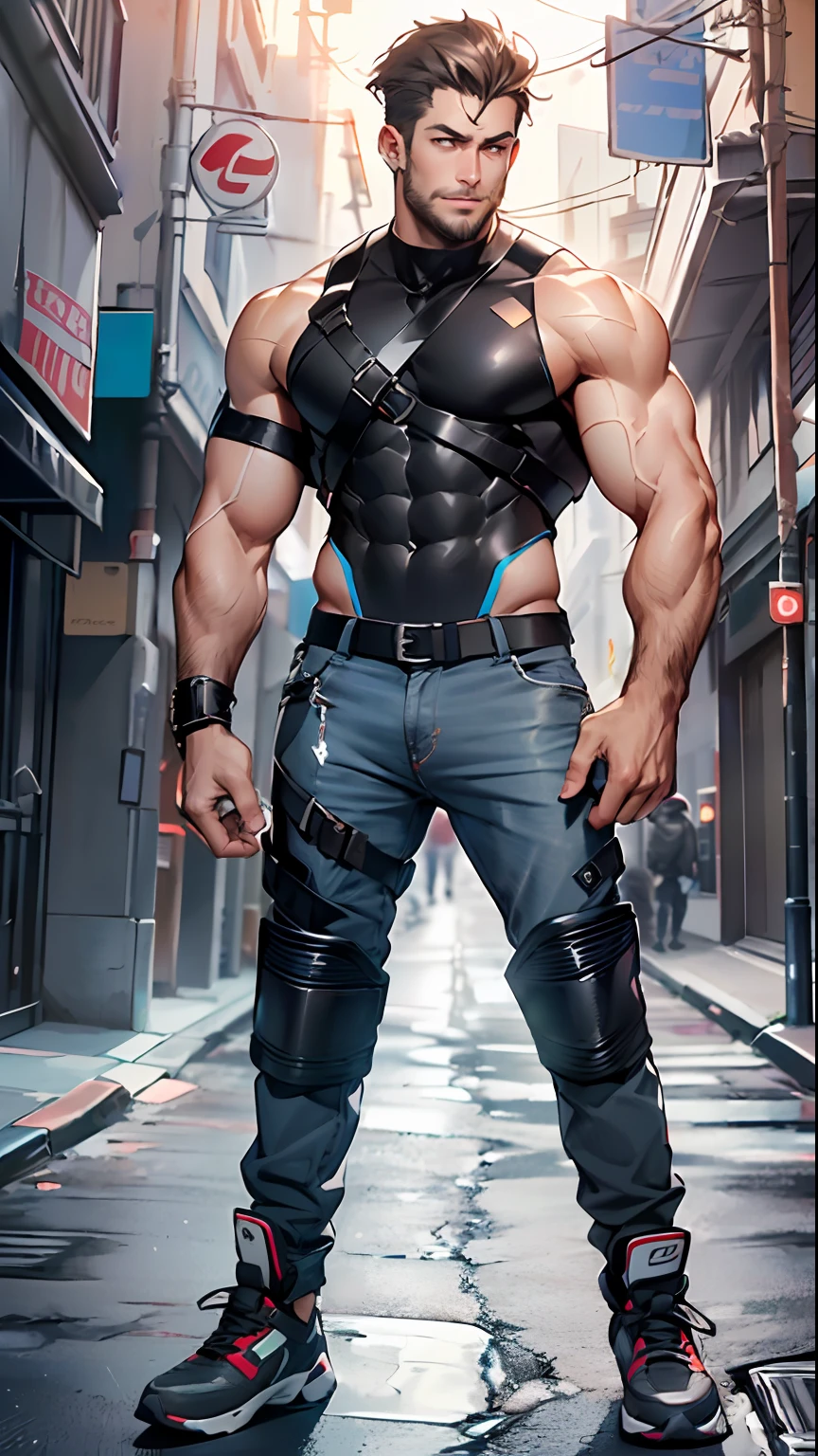 Hombre musculoso,(((1hombre))),((Anime hombre musculoso caminando por la calle)),
(((1hombre,man,Hombre guapo,masculino,gender male,Enfoque masculino))),
((pelo blanco corto)),(((Piel lustrosa:1.5,piel bronceada,piel brillante: 1.5,piel bronceada,piel brillante,piel muy brillante,cuerpo brillante))),((ojos dealtoados,ojos perfectos,El arco iris brilla con ojos marrones naranjas ultra dealtoados:1.1,ojos degradados:1,Hermosos ojos finamente dealtoados:1,eyes symmetrical:1,Gran punto culminante en los ojos:1.2,exaggerated muscles, hombros exagerados, muy musculoso y enorme)),pecho del hombre,cara hermosa,((((muscular,cuerpo peludo,Hombre musculoso,alto,big biceps,Abs,muslos grandes,hombros anchos,pecho abierto)))),((The varono consists of a short thumb and four fingers.,A rod with only five fingers,Reference to varonus)),(((square male))),
Aspecto seductor,NSFW,
(((pecho desnudo, Camisa))),Pantalones de motociclista,((bulto en los pantalones)),((Traje de motociclista)),(usar un traje de motociclista:1.3,Ropa de motociclista),(Traje dealtoado,Ropa dealtoada),
(dynamic pose:1.0),Enfoque en solitario,((sonrisa malvada,mirada malvada)),centrado,Escala para ajustarse a las dimensiones,Regla de los tercios,
al aire libre, ((Vista nocturna)), (cyberpunk night street Antecedentes: 1.5,cielo oscuro,street alley,Lonely Alley,nubes espesas, Antecedentes dealtoados:1.25),
(La mejor calidad), (High resolution), (foco nítido), (Ultra dealtoado), (extremadamente dealtoado), (Ilustraciones de muy alta calidad), 8k_papel tapiz, (CG 8k extremadamente dealtoado),(muy fino 8K CG), ((Hyper super ultra dealtoado pieza perfecta)), impecable, (((Obra maestra))), illustration, colores vibrantes, (intrincado), alto contraste, Selective lighting, Doubleexposure, HDR (High Dymanic Range), Post-procesamiento, Desenfoque de fondo,