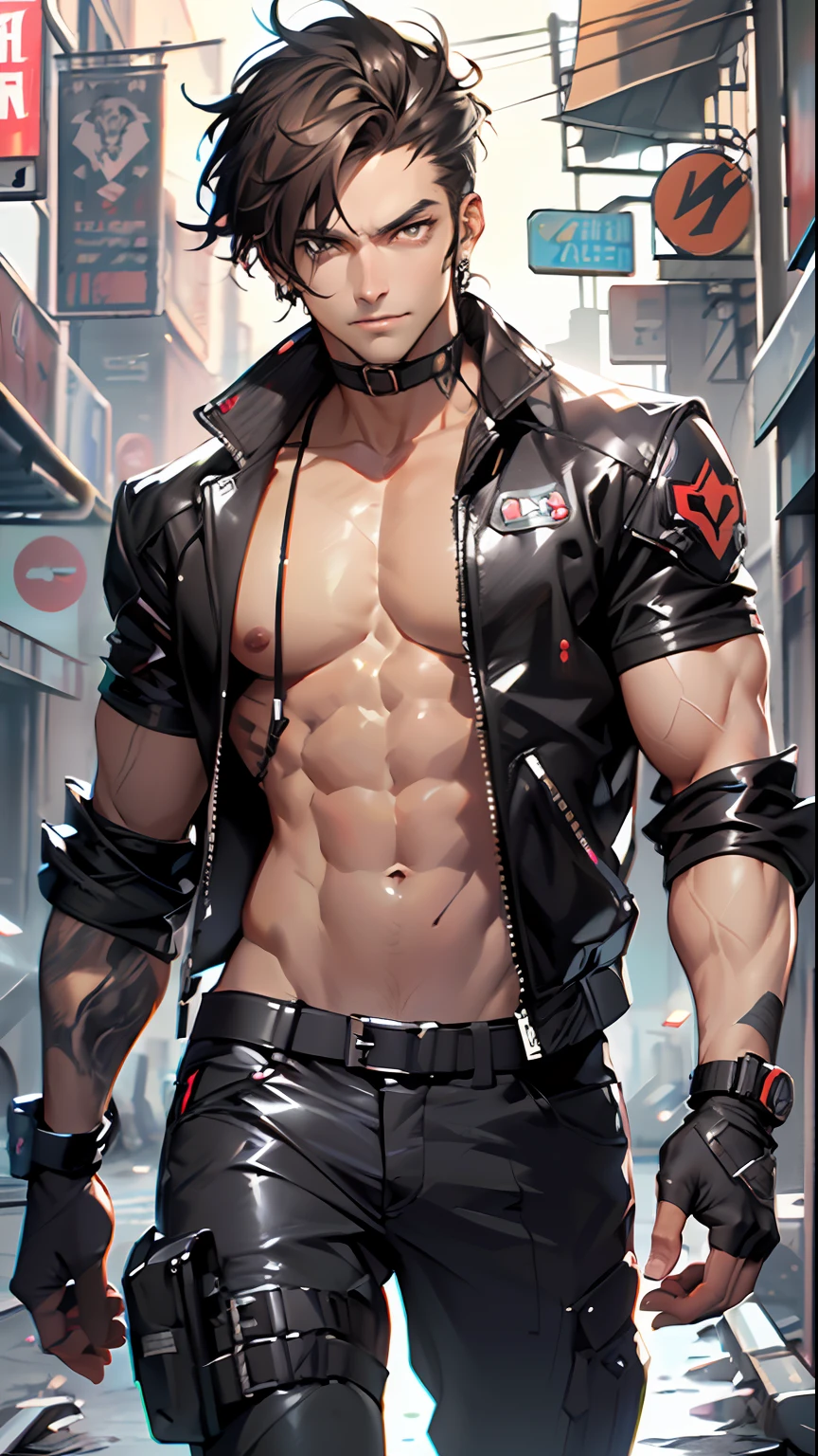 bounty hunter man,(((1man))),((anime man walking down the street)),
(((1male,man,handsome man,male,male gender,male focus))),
((medium black hair, disheveled hair, two tone hair)),(((lustrous skin:1.5,tanned skin,bright skin: 1.5,skin tanned,shiny skin,very shiny skin,shiny body))),((detailed eyes,perfect eyes,rainbow glows ultra-detailed orange brown eyes:1.1,gradient eyes:1,finely detailed beautiful eyes:1,symmetrical eyes:1,big highlight on eyes:1.2)),man chest,handsome face,((muscular,hairy body,muscular man)),((hand consists of a short thumb and four fingers,a hand with only five fingers,reference to the hand)),
alluring look,nsfw,
bounty hunter pants,((bulge in pants)),((bounty hunteroutfit)),(wearing a bounty hunter outfit:1.3,bounty hunter clothes),(detailed outfit,detailed clothes),
(dynamic pose:1.0),solo focus,((evil smile,evil look)),centered,scale to fit dimensions,Rule of thirds,
outdoors, ((night view)), (cyberpunk night street Background: 1.5,dark sky,alleyway,lonely alley,thick clouds, detailed background:1.25),
(best quality), (high resolution), (sharp focus), (ultra detailed), (extremely detailed), (extremely high quality artwork), 8k_wallpaper, (extremely detailed CG 8k),(very fine 8K CG), ((hyper super ultra detailed perfect piece)), flawless, (((masterpiece))), illustration, vibrant colors, (intricate), High contrast, Selective lighting, Double exposure, HDR (High Dynamic Range), Post-processing, Background blur,