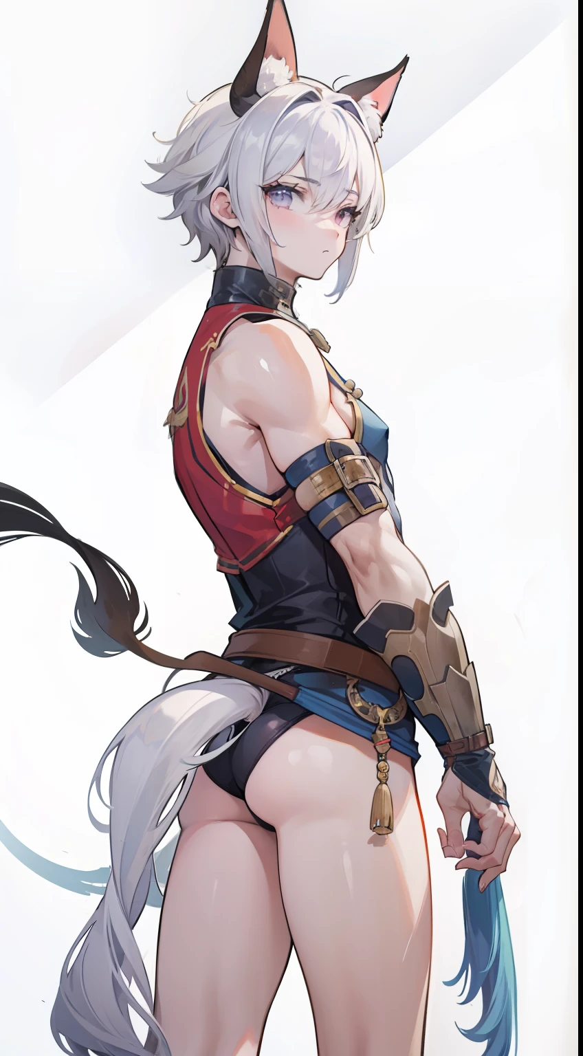 beste-Qualit, super detailed illustration, the perfect body,(1 boy:1.2), (Bull ears and tail:1.2), Long horns, Short Hair Hair, dnd, closed clothing