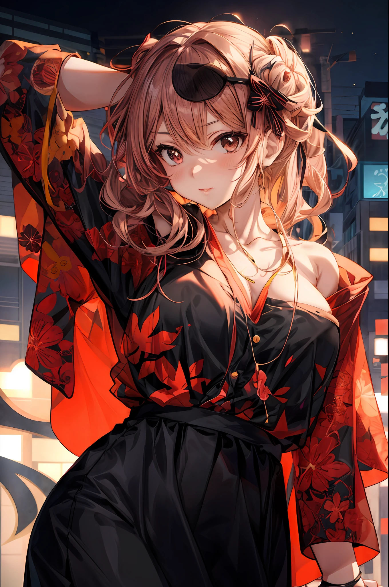 anime girl with long hair and red dress posing in the street, style anime, anime style 4 k, anime vibes, beautiful anime girl, anime girl wearing a black dress, beautiful anime woman, anime girl, beautiful anime portrait, attractive anime girl, anime girl with long hair, beautiful anime style, anime art wallpaper 4k, anime art wallpaper 4 k, anime style illustration