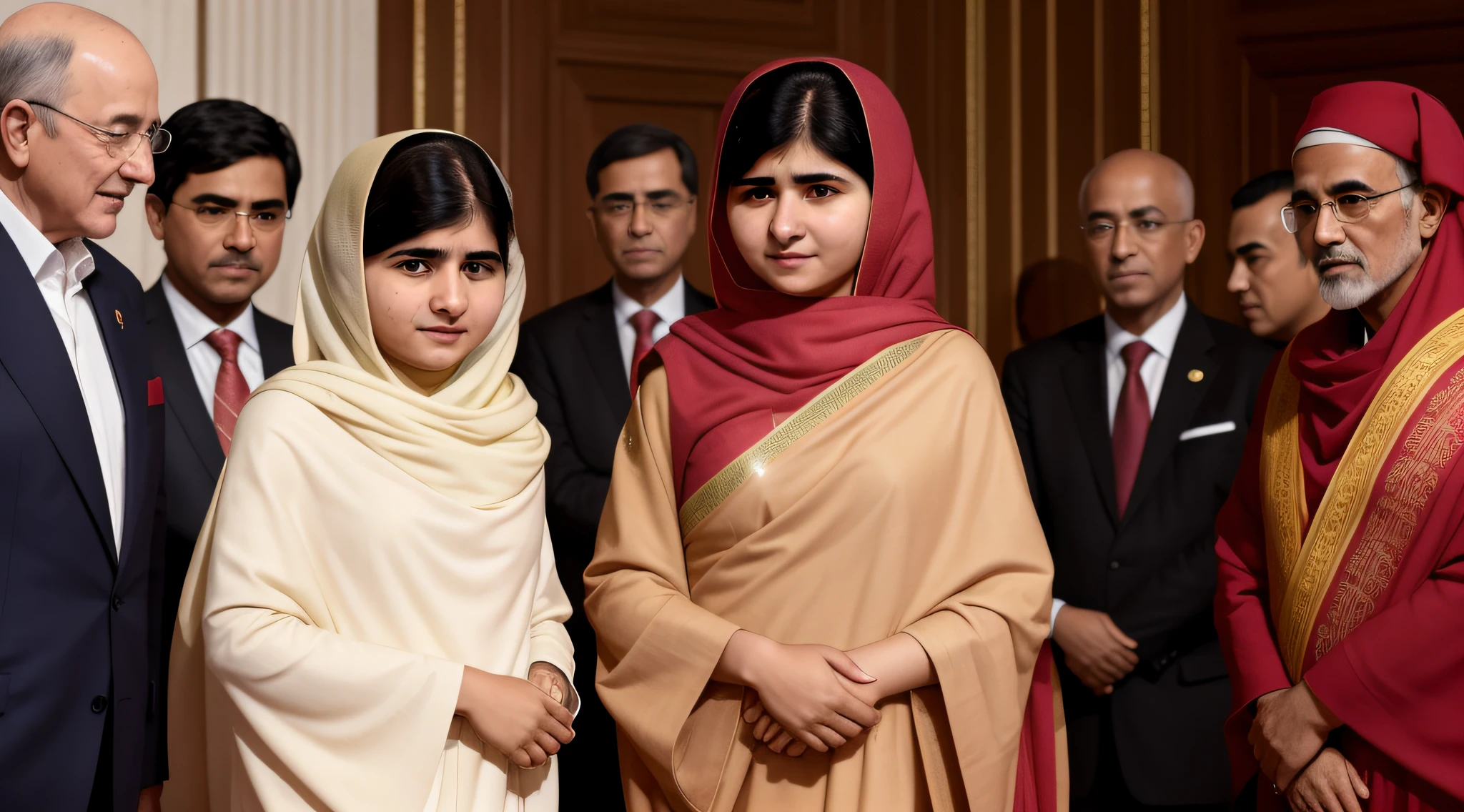 Malala Yousafzai com o premio nobel posando para foto