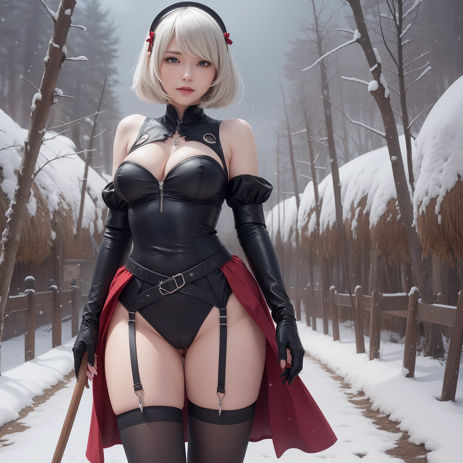 The nipple is visible、Show the pubic area、pubick hair、toppless、Show the pubic area、no-bra、No panties、sensual breasts、Show your butt、Nier Automata、Yoruha Different。 2 Type B、女の子1人、wlop、2b、shairband、Hi-Res、Nier(Series)、Nier Automata、red-lips、Shaded face、short-hair、独奏、high-necked、Ash hair、Blue eyes、snow field、Hogwarts、Sorcerer's Wand、A slight smil
