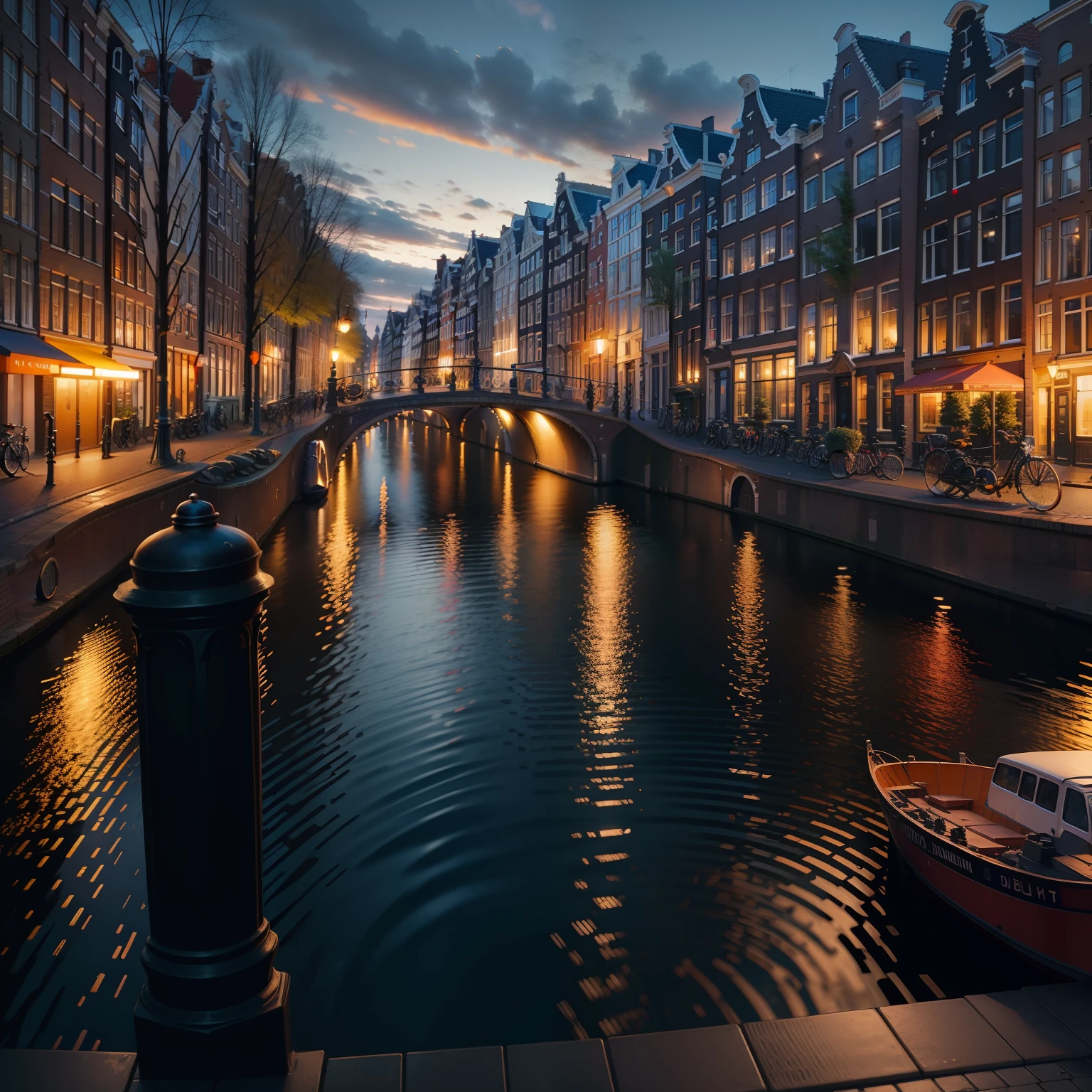 Amsterdam street night,ultra detailed,ultra realistic,Adobe lightroom