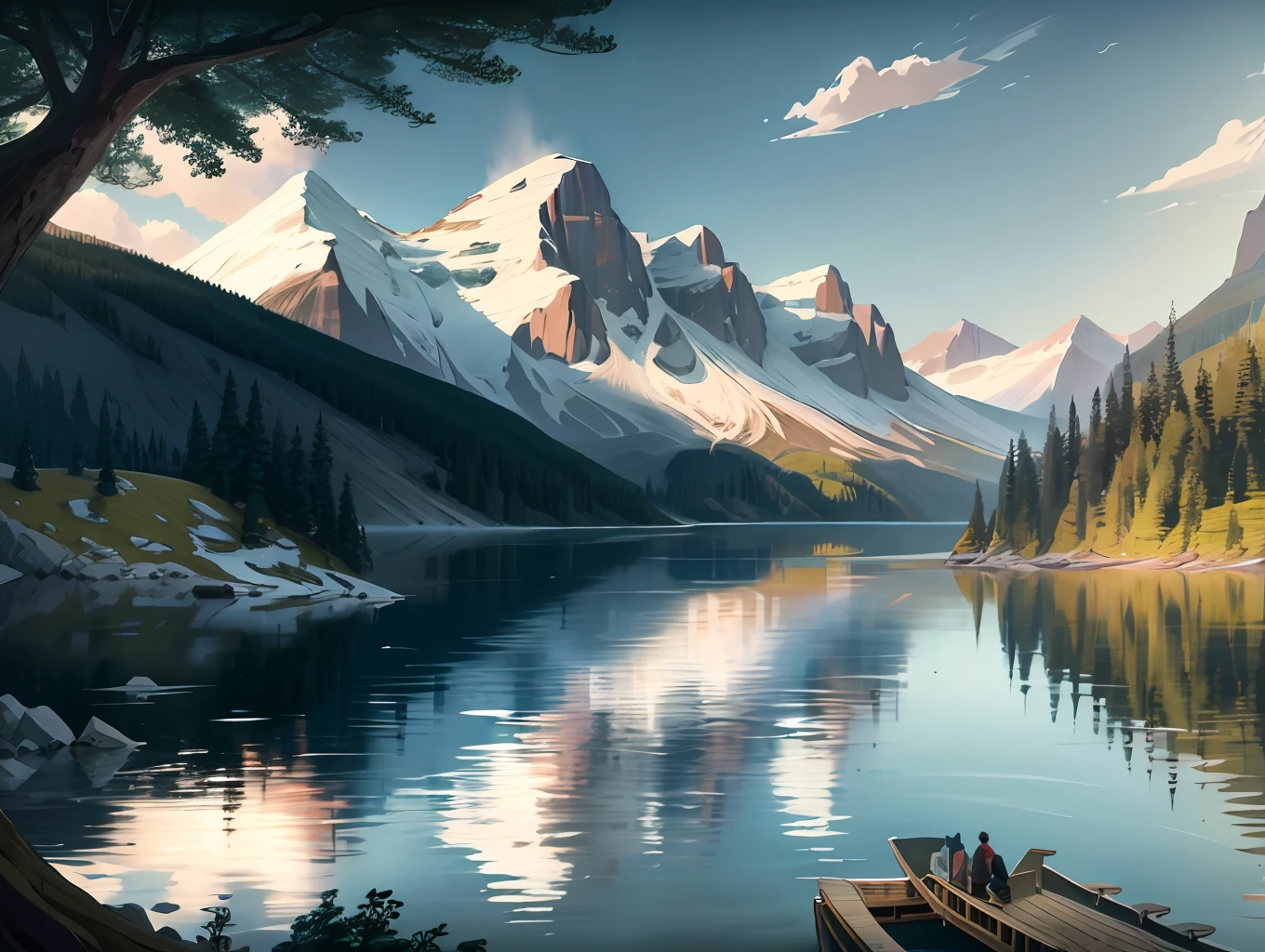painting of a mountain scene with a lake and trees, inspirado em A. j. Casson, Directed by: Yves Tanguay, inspirado em james Pittendrigh MacGillivray, inspirado em Lawren Harris, inspirado em Franklin Carmichael, inspirado em Nicholas Roerich, por A. j. Casson, Directed by: Michael Sutfin, colinas fluidas, Vista