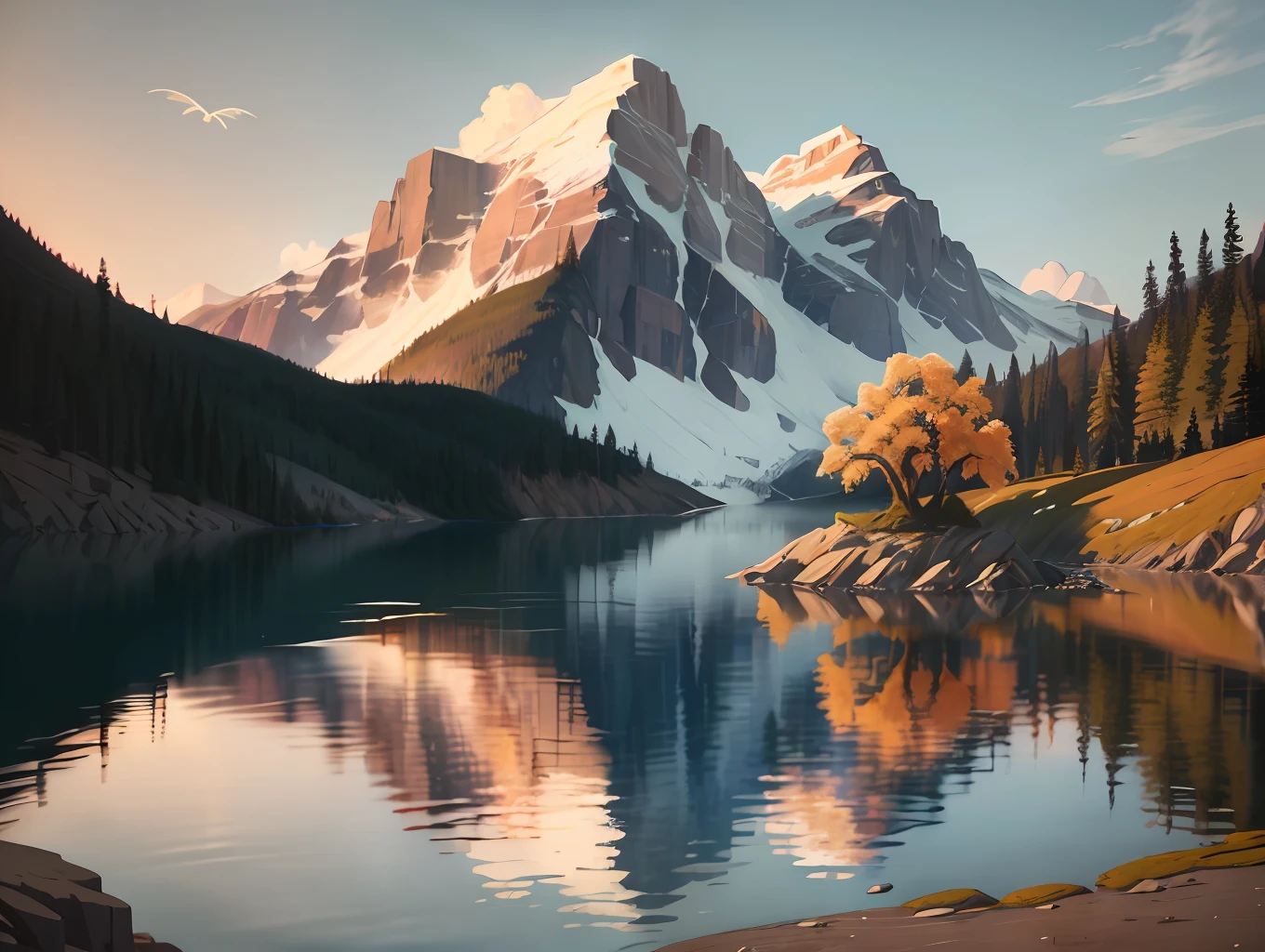 painting of a mountain scene with a lake and trees, inspirado em A. j. Casson, Directed by: Yves Tanguay, inspirado em james Pittendrigh MacGillivray, inspirado em Lawren Harris, inspirado em Franklin Carmichael, inspirado em Nicholas Roerich, por A. j. Casson, Directed by: Michael Sutfin, colinas fluidas, Vista