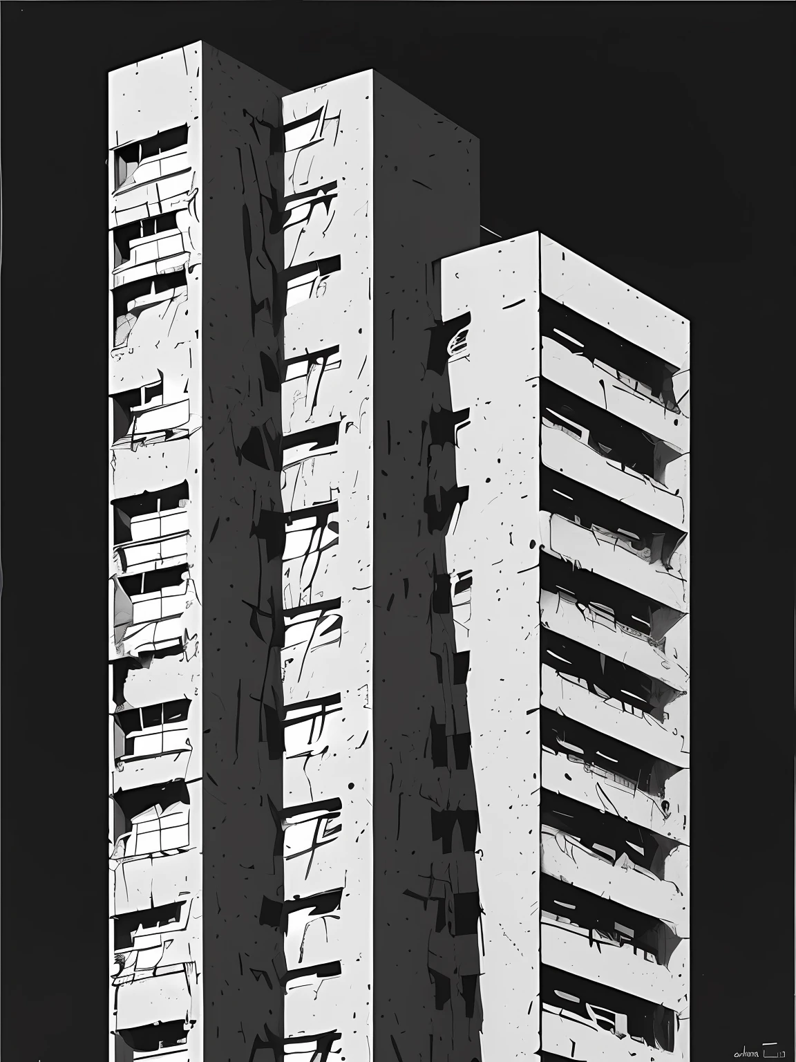 there is a plane flying over a building with a black and white background, artwork of a building, brutalist illustration, architectural painting, brutalist painting, in style of brutalism, duotone screen print, brutalism style, julian opie, by Lee Loughridge, drawn in a neo - noir style, up there