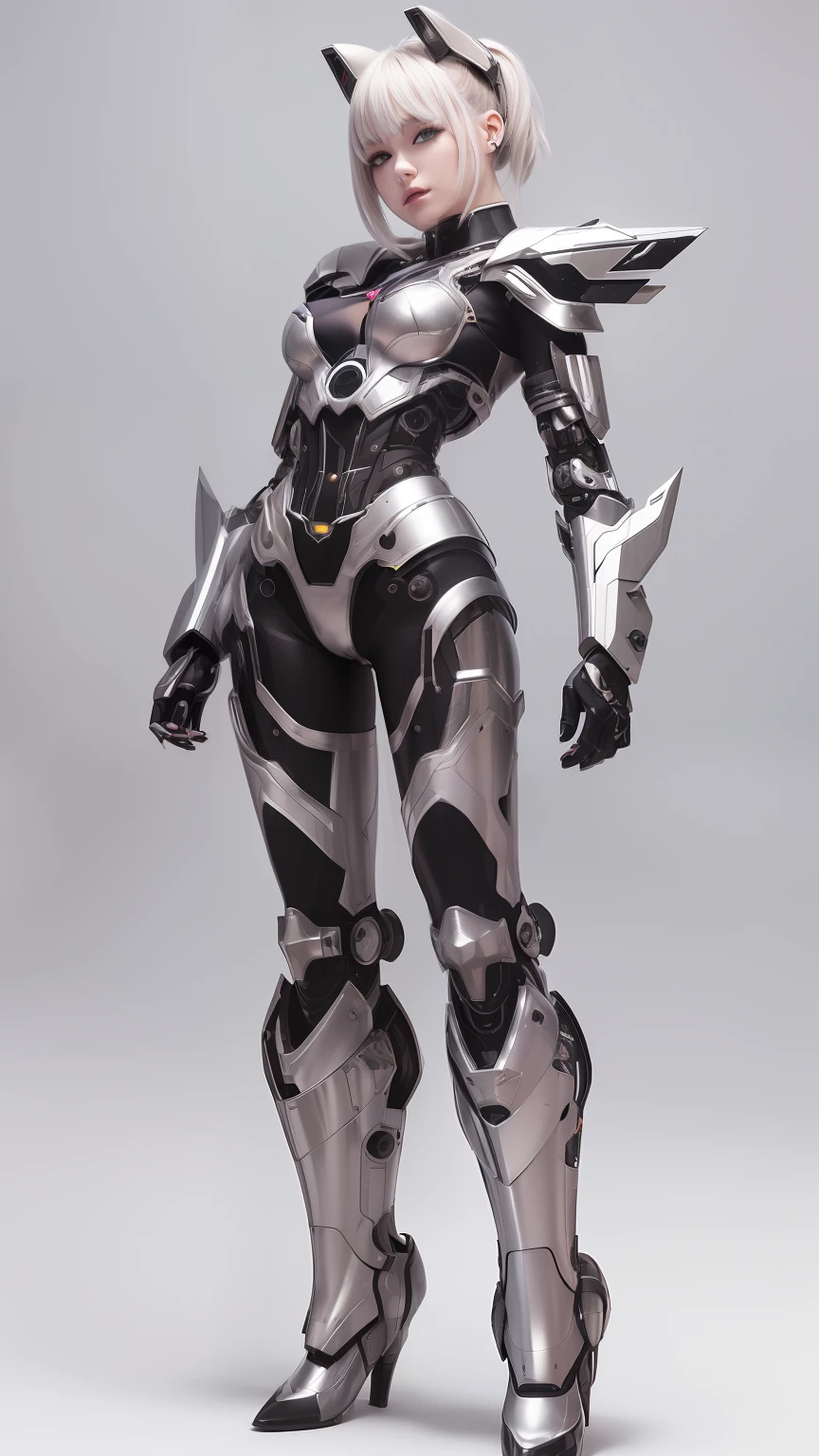 a performance portrait of a pliant [goddess|babe] , (edgMechagirl, a woman in a mecha outfit,futuristic armor,wearing edgMechaGirl cyber_armor :1.2), perfect face, pretty face, coral eyes, titian hair, long hair, flat chest, lush detail, absurdres,