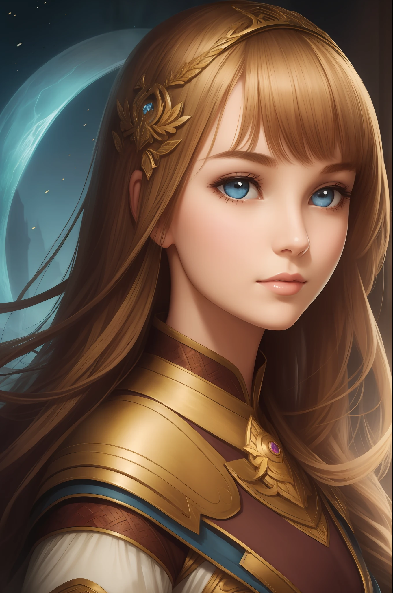 pretty young woman, human, round face, fantasy setting