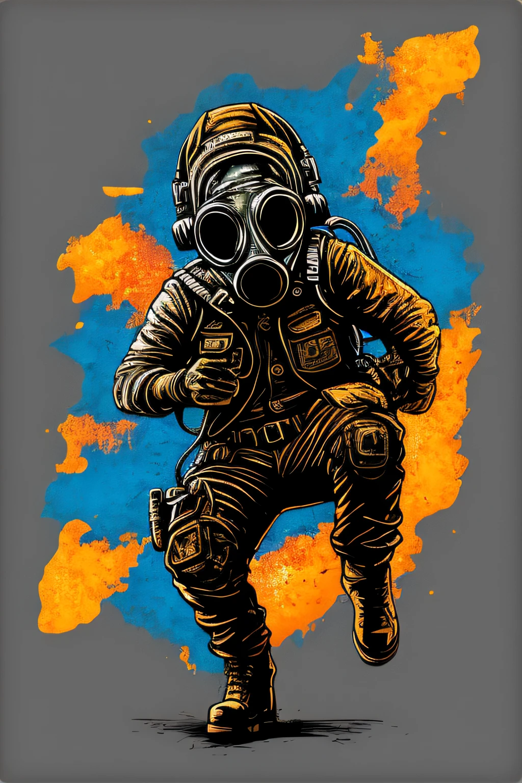 (boot-mjstyle:0.2), gasmask in cyperpunk style, empty background, extremely sharp, hdr, detailed, 8k, centered, as a t-shirt logo in the style of &lt;�MAGIFACTORY&gt;