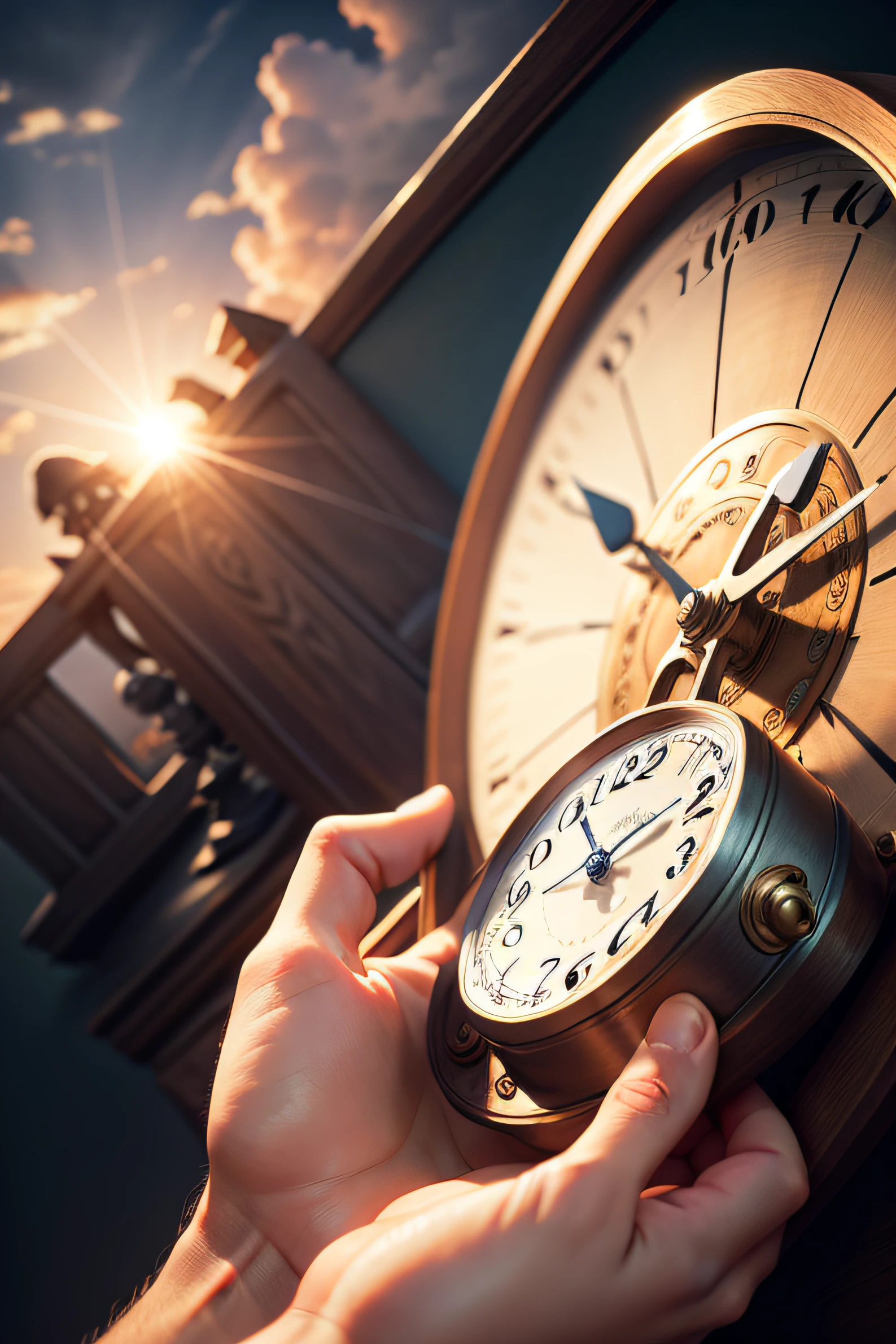 A hand holding a clock, symbolizing the start of a new day.