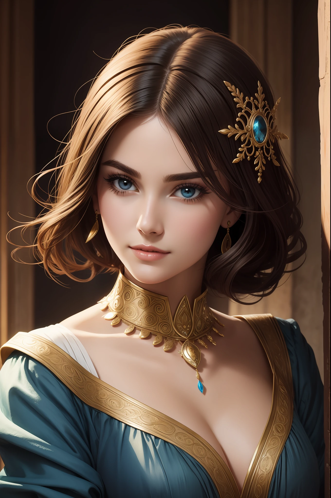 pretty woman, human, round face, fantasy setting
