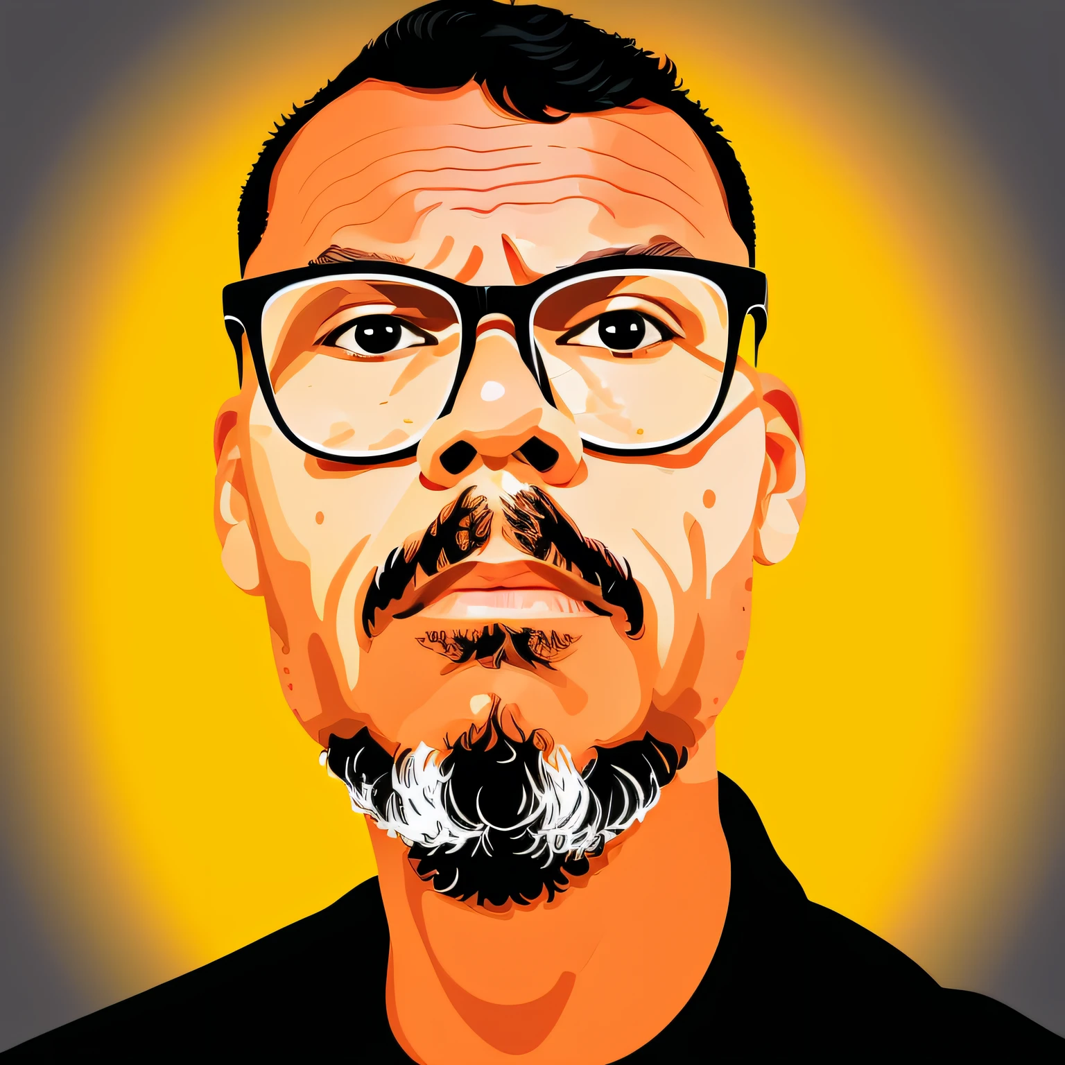 guttonervision8, Vector illustration of a man with glasses, retrato, olhando para a frente, parte superior do corpo, fundo simples, olhando apra longe