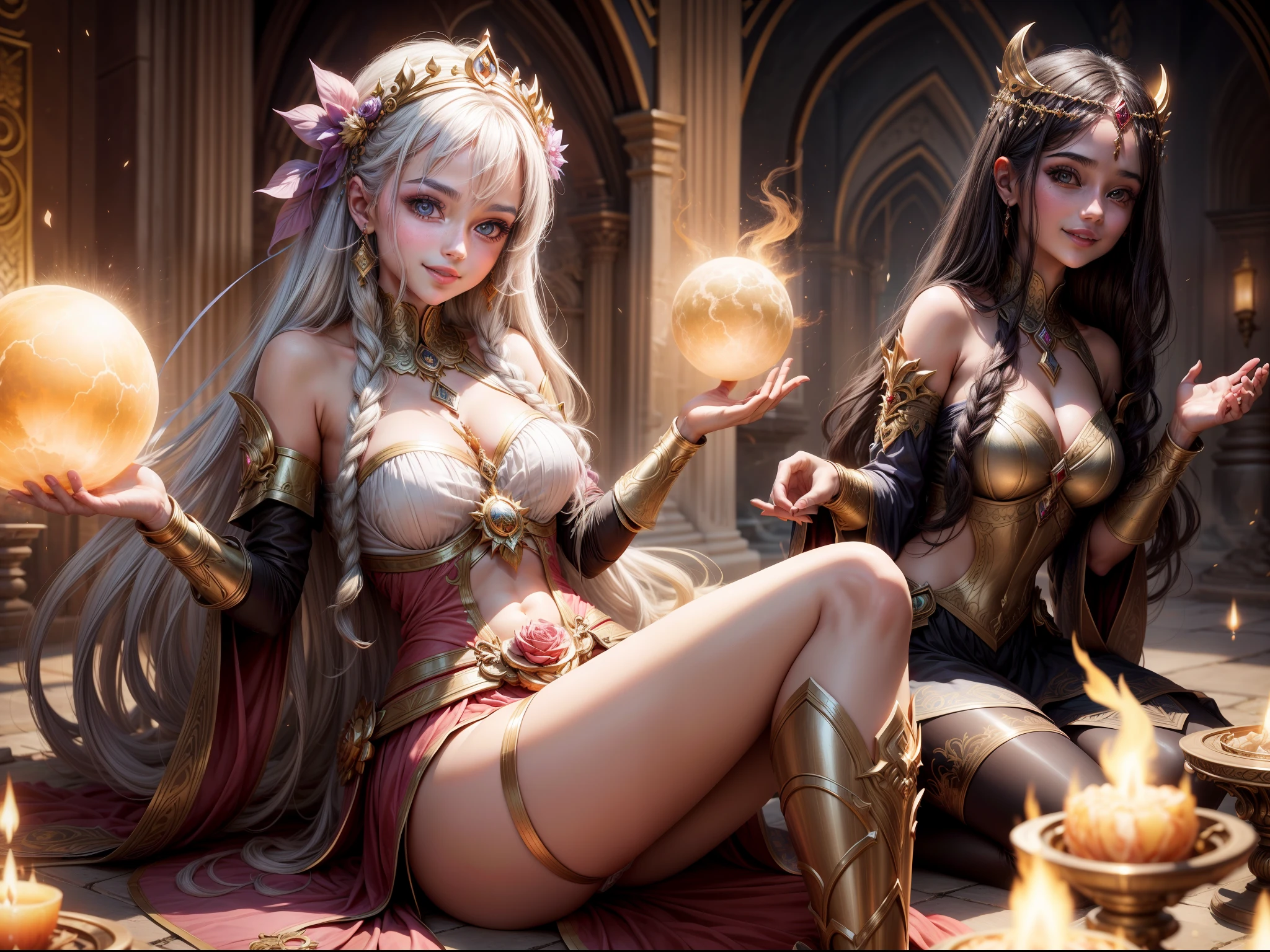 A captivating girl of divine power fell into the mortal realm, with her charming smile give breath to its surrounding an unrealistic sense of peace and made everything more vibrant, the world loses its beauty when compared to her beauty, the elements bowed to her, and the colors of the world only accentuated her beauty as its shine on its own compared to other. ultra realistic