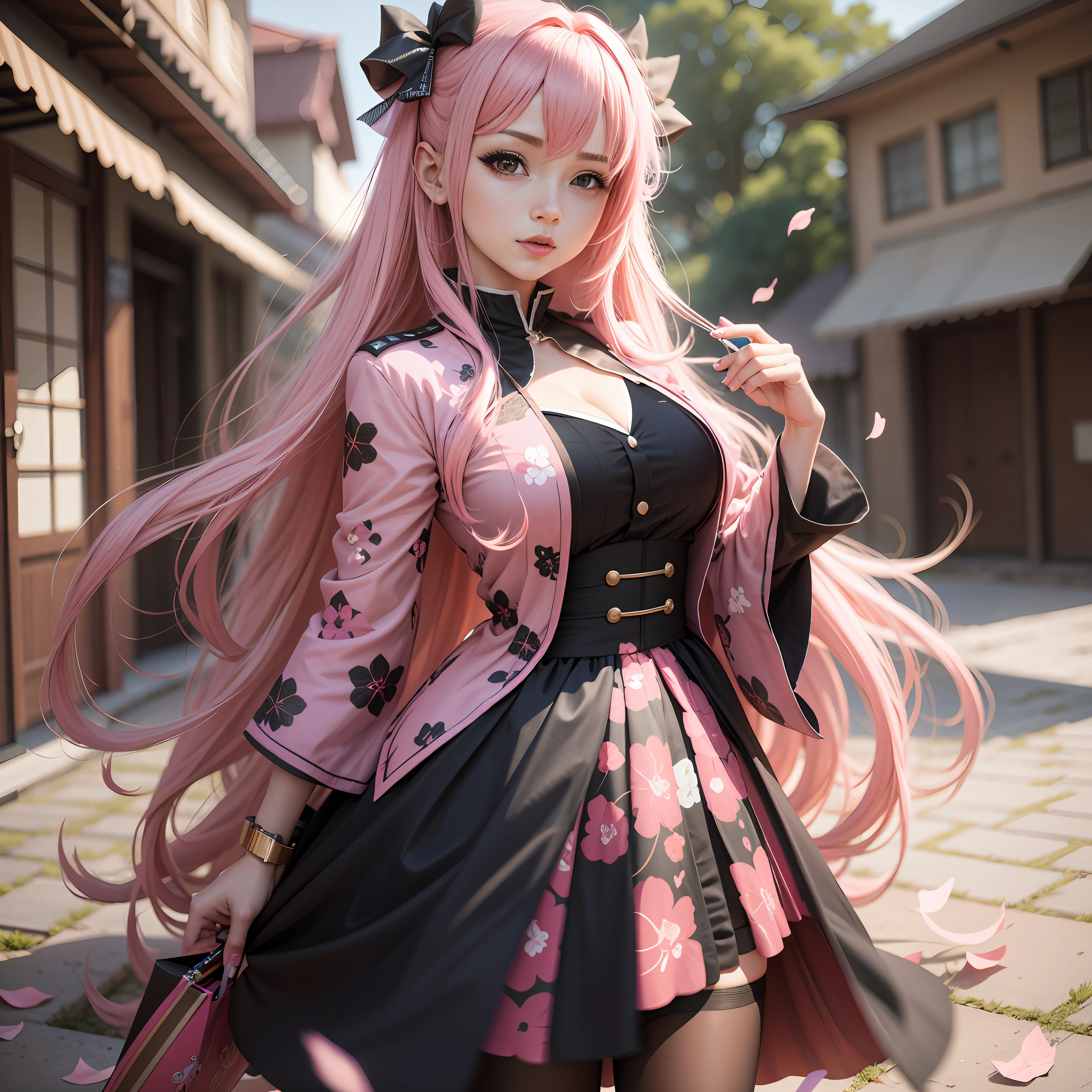 There is a woman with pink hair and a pink dress, Anime Garota Cosplay,  anime na vida real, Menina com cabelo longo, Anime cosplay, Estilo anime bonito, Estilo anime 3D realista, estilo anime. 8k, Cute anime waifu in a nice dress, 3 d anime realista, anime fotorrealista, anime estilo 3d, menina animea