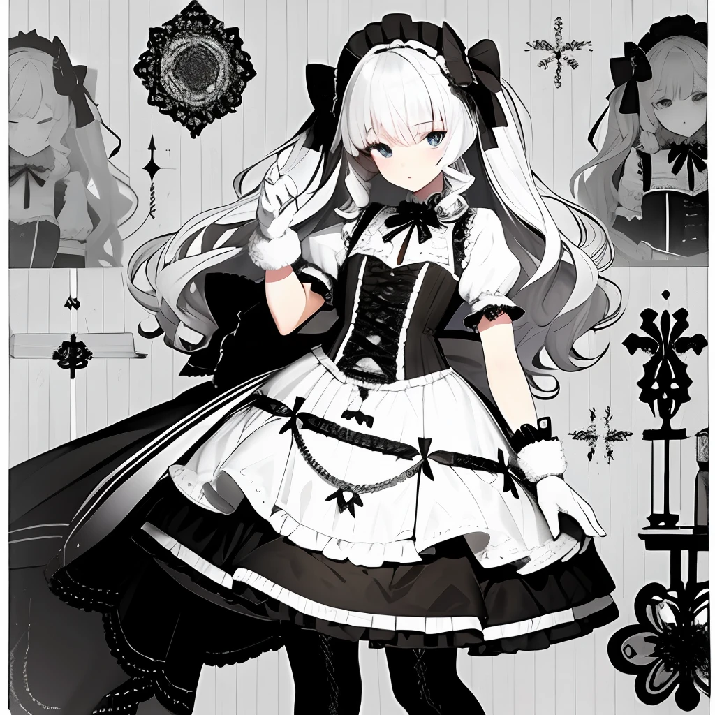 clothing design,Lolita prostitute,Gorgeous dress,mitts,curlies,very intricate,Exquisite,shift dresses,Bow knot,frilld,ribbon