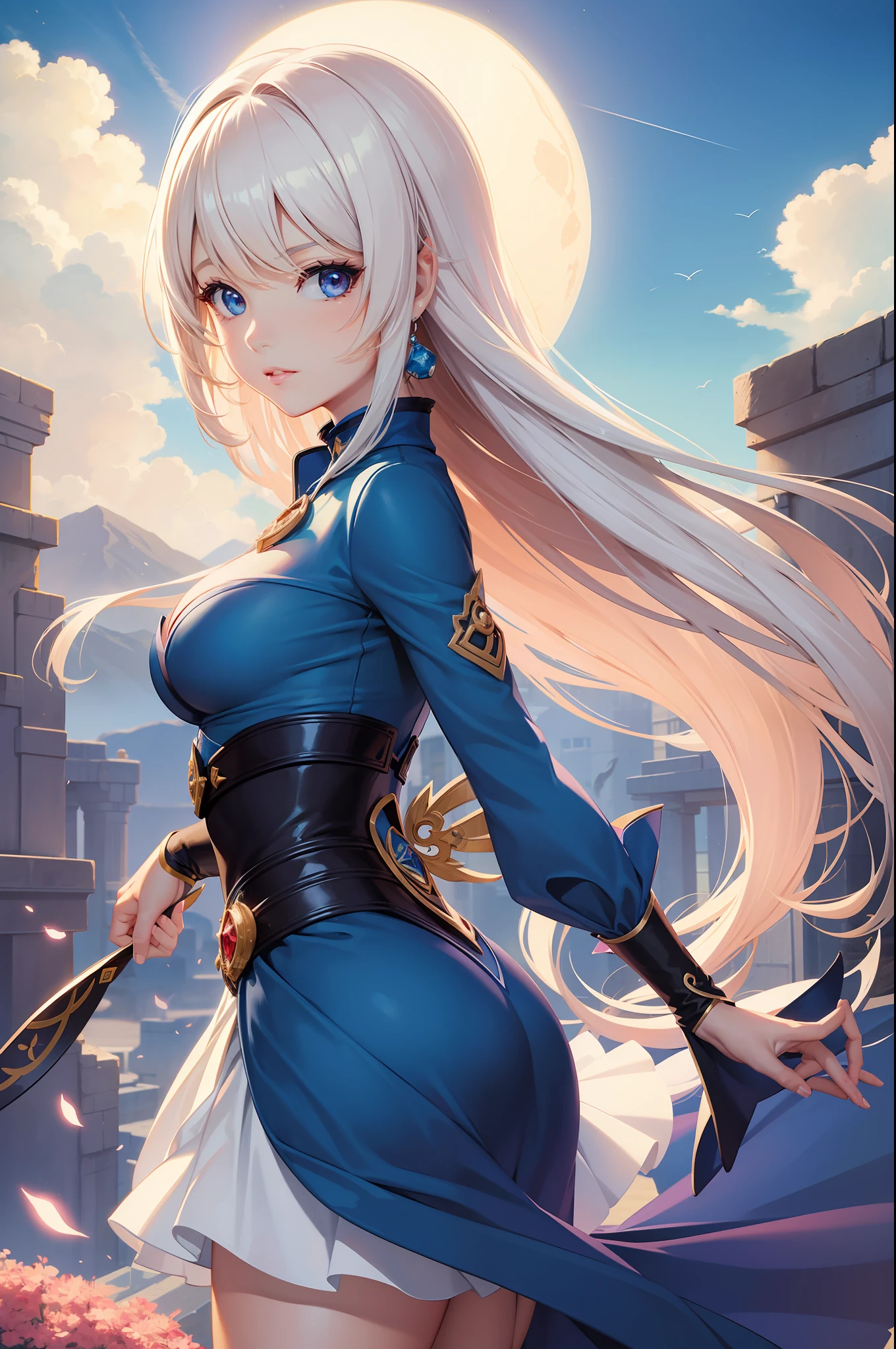 pretty woman, human, round face, fantasy setting, genshin impact, smooth anime style, ascethic anime