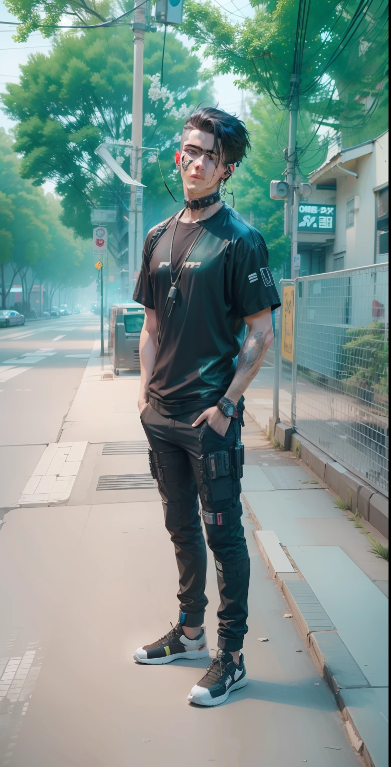 Change background cyberpunk handsome boy 4k realistic