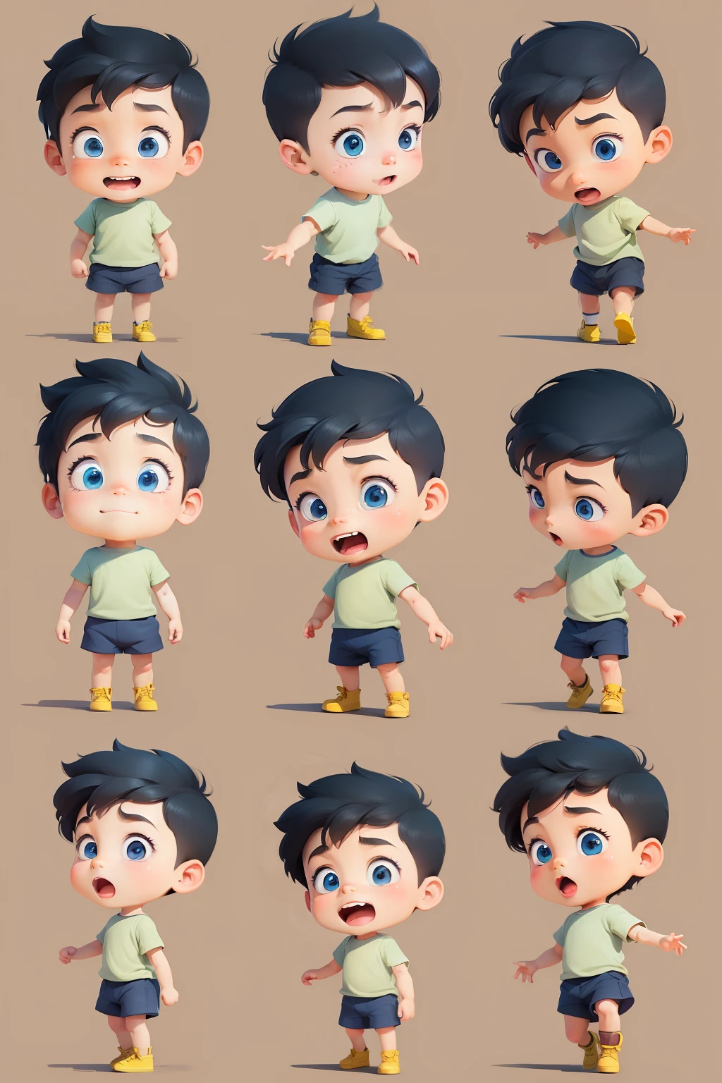 character cartoon, multiple poses and expressions, children’s book illustration style, simple