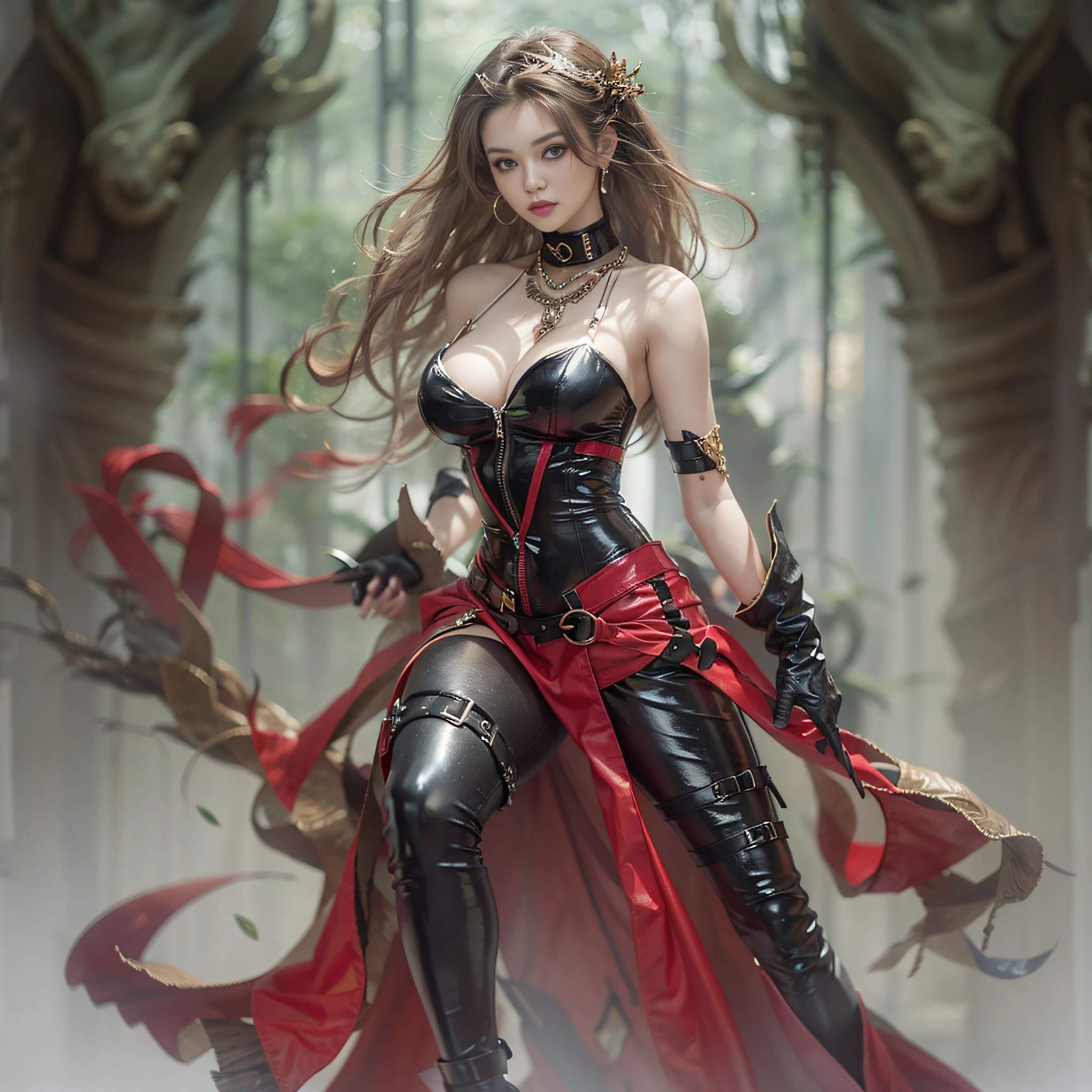 ((masterpiece:1.4)、(top-quality:1.4)、(reallistic:1.7))、Bondage style:1.4、BDSM、slave、latex shiny:1.4、Latex bodysuit、By Luis Royo、age19、1girl in、Super Ultra Ultra Bikini、Beautiful tattoos:1.4、Sexy Daughter、body piercings:1.7、Colossal tits:1.4、toppless:1.4、Looking Back Beauty、Outstanding style、standingn、fullllbody:1.4、foco nítido:1.5、Slender Abs:1.2、Anatomically correct representation of the human body:1.4、beauty legs、Two legs、Two arms、hips up high、A detailed eye、Raw photo、red-lips、Red high heels、a choker、a necklace、耳Nipple Ring、Fantastic mythological landscape、
