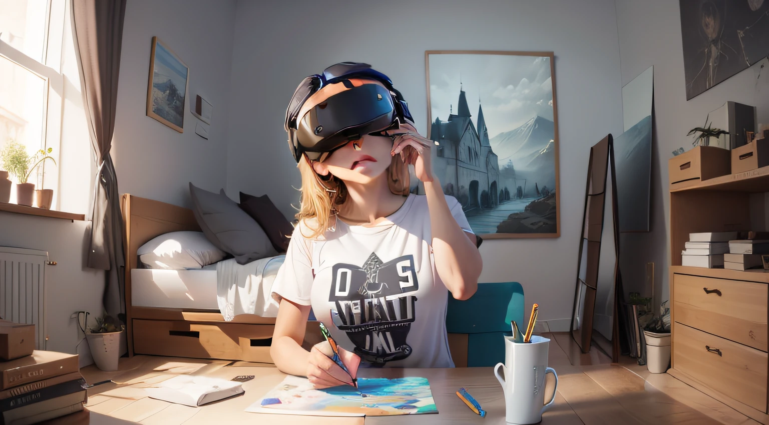 PINTANDO UM QUADRO VR, FUNDO CHEIO DE QUADROS