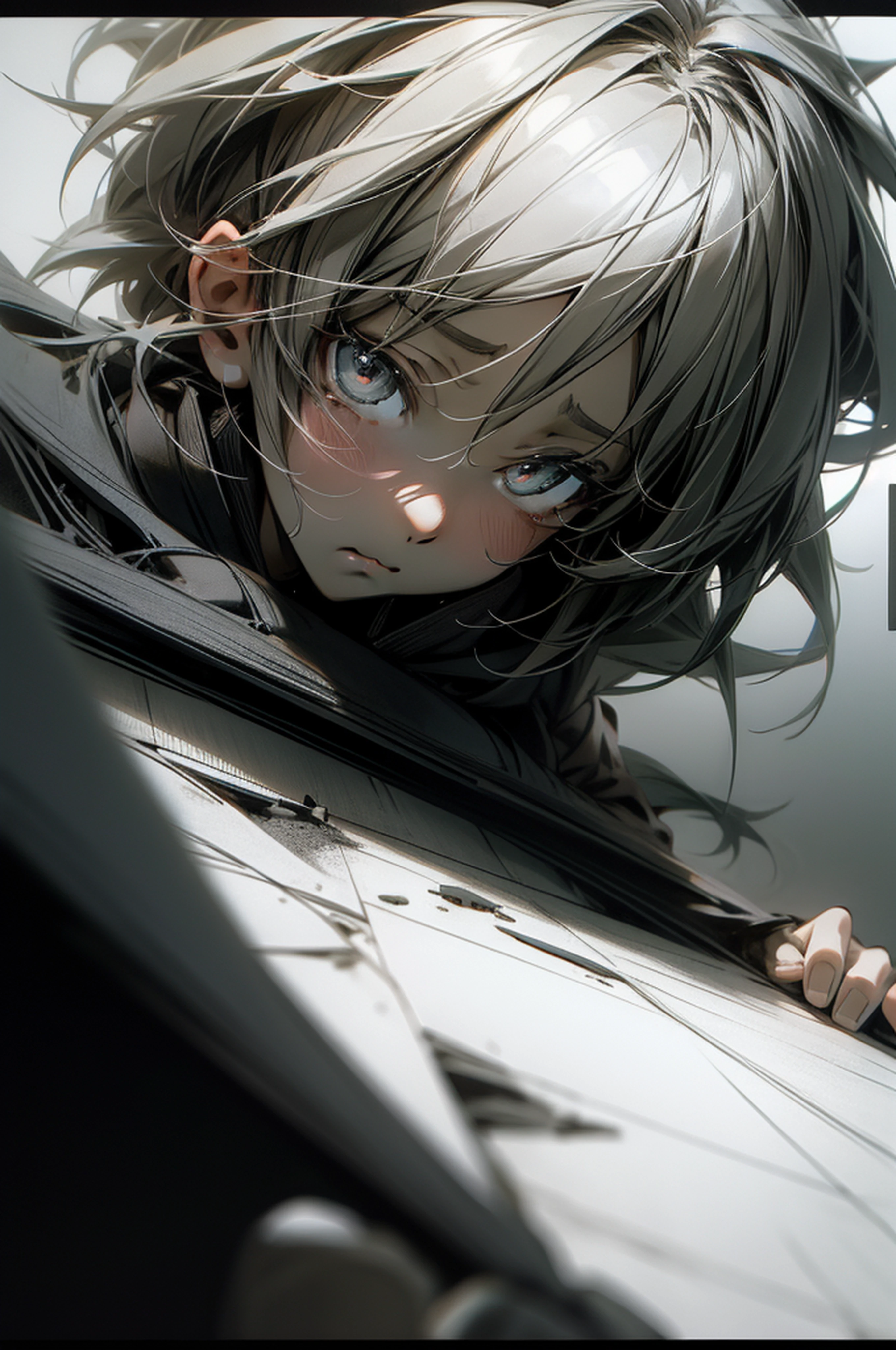dark anime icons, black and white images, black and white photos, anime sketch, sad anime girl graying