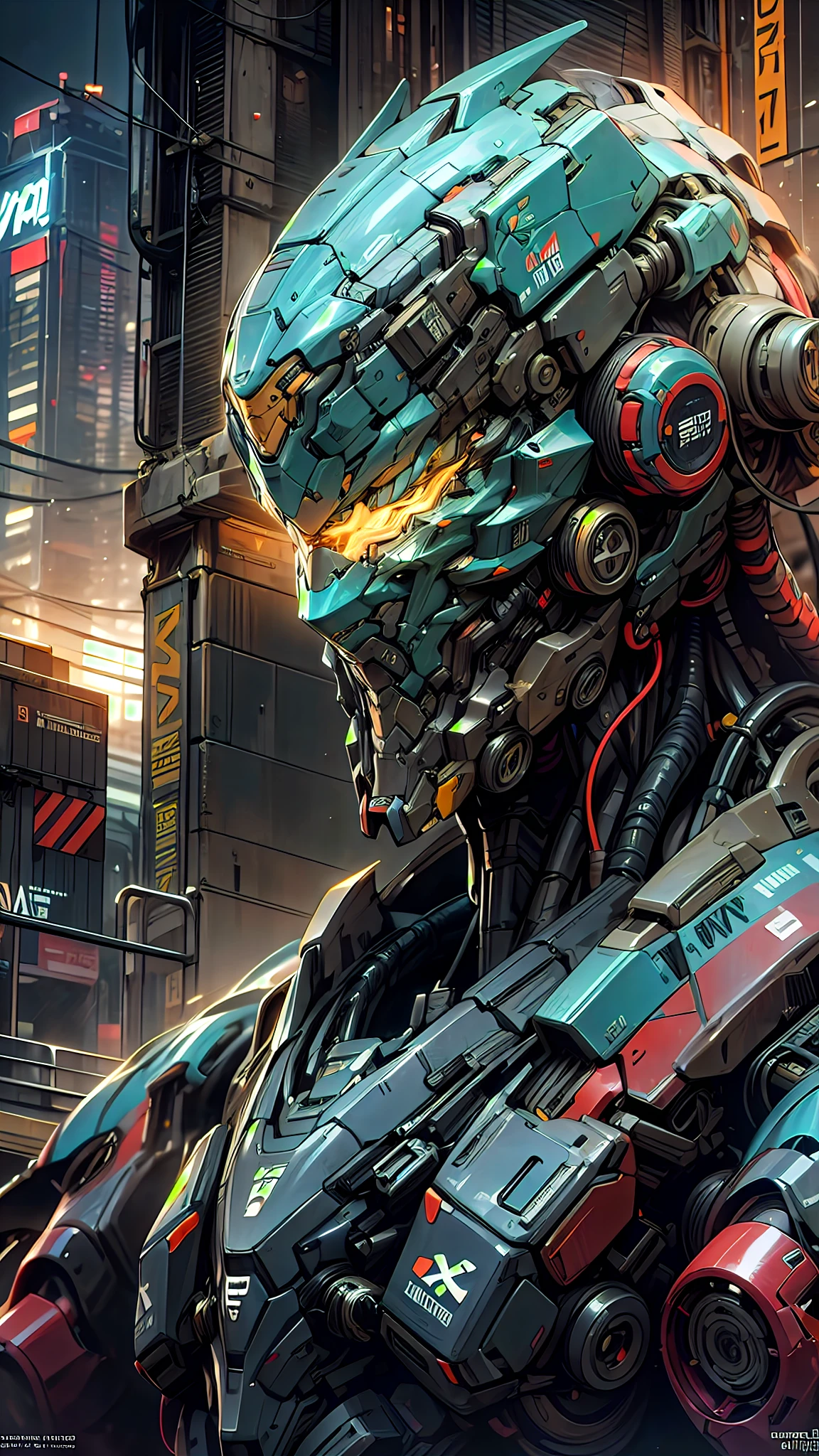 ((A visually immersive Cyberpunk Mecha action scene)) cobra vida con texturas profundas e intrincadas, reminiscent of a semi-realistic caustic art style inspired by the iconic DC Comics covers in the 90s. This artwork will be a stunning digital illustration, Capture the essence of cybernetic wonders and intense action. The scene will be set in a futuristic cyberpunk cityscape, with neon lights and towering skyscrapers, Immerse yourself in a world of technology and chaos. The mecha warriors and their high-tech machines will face off in a fierce and adrenaline-filled battle...., Showcasing the Fusion of Human Resilience and Cutting-Edge Mecha War. The artwork will be inspired by the authentic artistic style of Artgerm Lau, Delivering a faithful representation of DC Comics covers from the 90s, lleno de profundidad y cautivador Detalles. The goal is to create a visually captivating masterpiece that pays homage to the golden age of comics while infusing it with the exciting world of Cyberpunk Mecha Action.......( arte oficial)highres