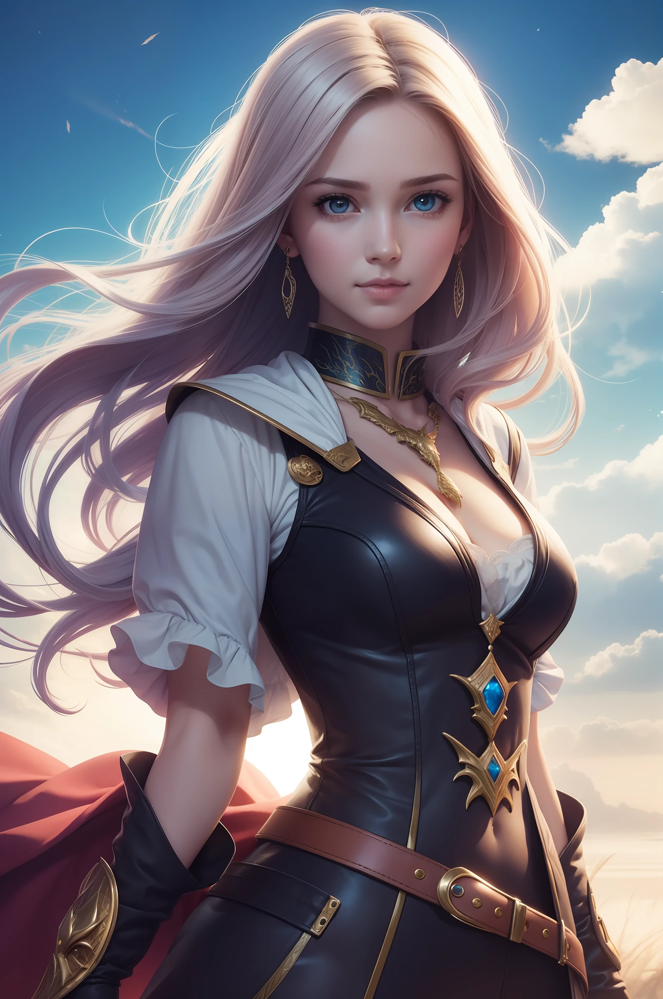 pretty young woman, human, round face, fantasy setting, with tinny dragon