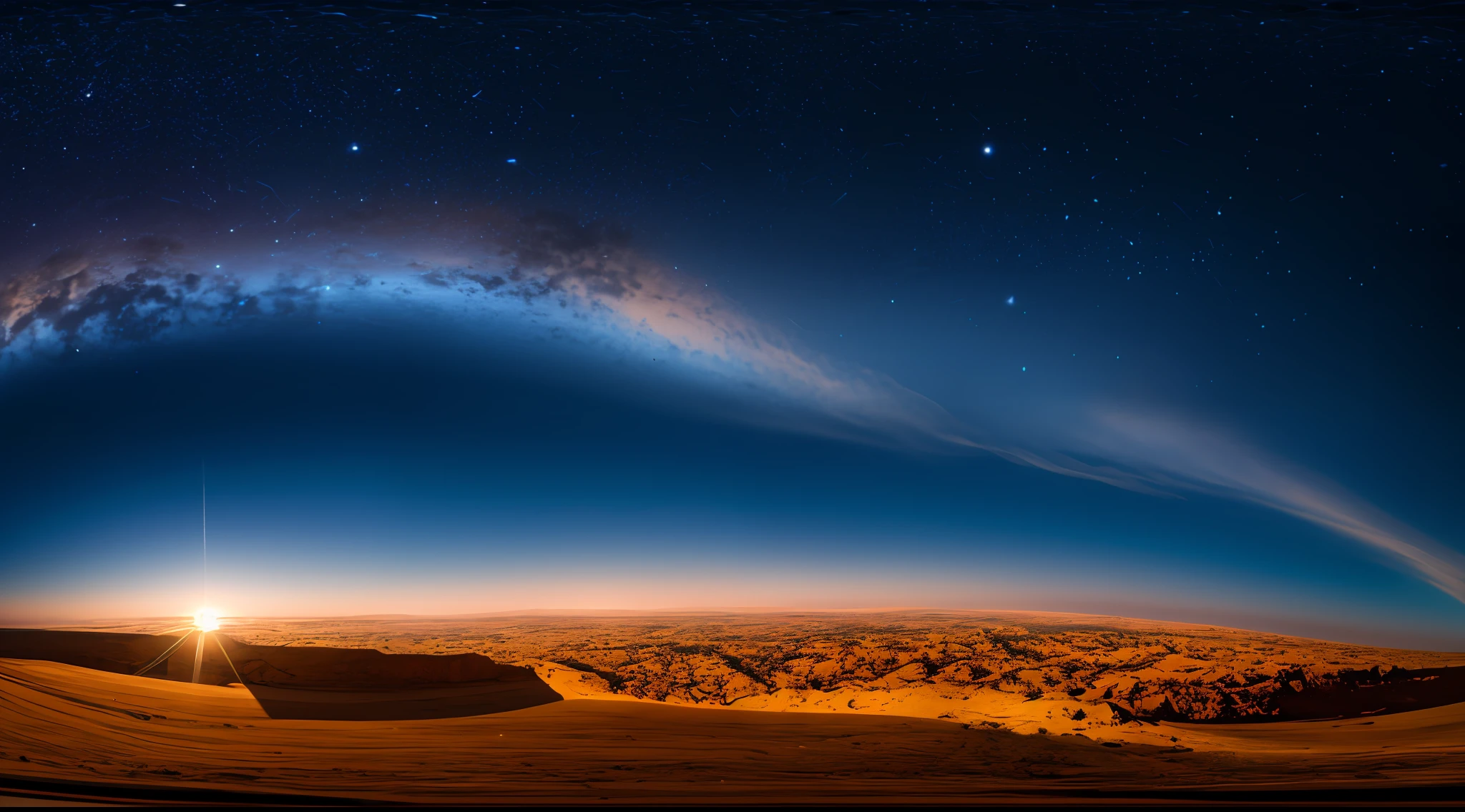 Panorama de la superficie lunar cuando el sol se oculta detras del horizonte lunar , desde un punto alto, se ve un panorama amplio, brillo nocturno, vista lejana, realista, Warm and enveloping light, Rich, realitic colours, hermoso, fotografia expansiva, , Positive film, estilo naturalista, High Definition Filming,obra maestra, experta, Incredibly detailed, compositing, encuadre, centrada, simetry, pintada, intrincada, volumetric illumination, hermosa, rica obra maestra , foco nítido, ultra detallado, Super renderizado en octanaje renderizado, Renderizado en Cinema 4D, Renderizado en Cinema4D, creado en octane render, Render de octanaje colorido, renderizado en renderizado de octano, global ilumination. VFX, Renderizado en octanaje renderizado 32K, Renderizado en Cinema 4 D