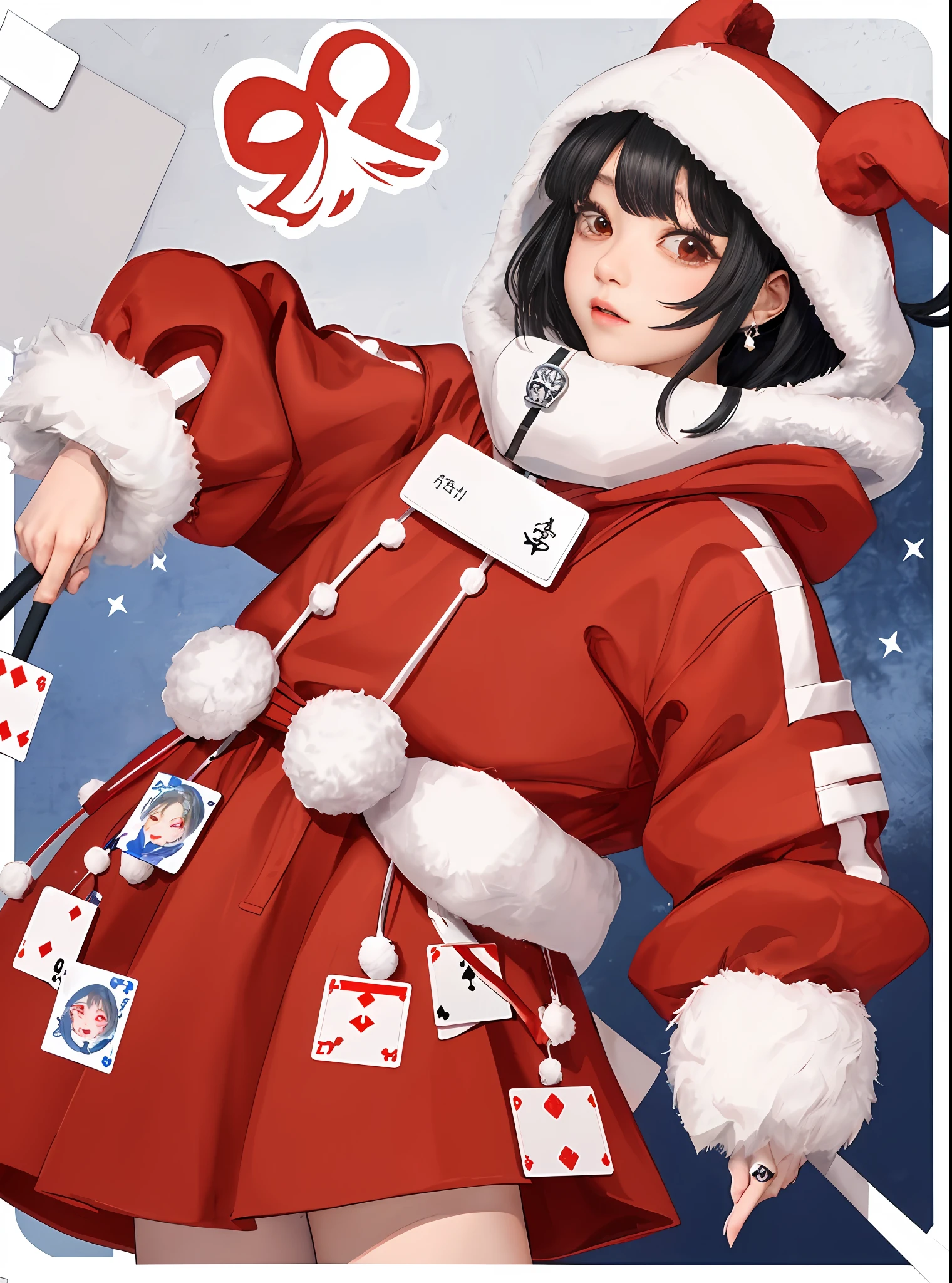 Alafi wears a white furry hood,Two cards in front of the face, tzuyu from twice, jungkook, wan adorable korean face, Cai Xukun, Ruan cute vtuber, sakimichan, y 2 k cutecore clowncore, cutecore clowncore, profile picture 1024px, ahegao face
