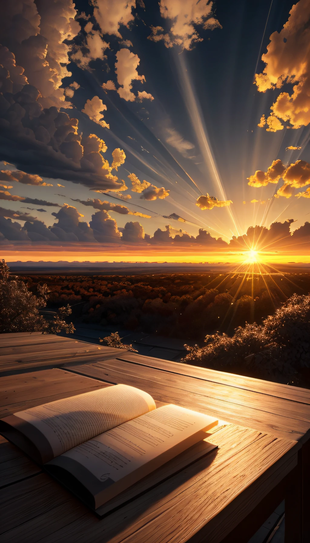 highres, imagination, (realista), clear sky, compositing, sun sunset, (hdr:1.5), ao ar livre, detalhes intrincados, 2720 X 4096