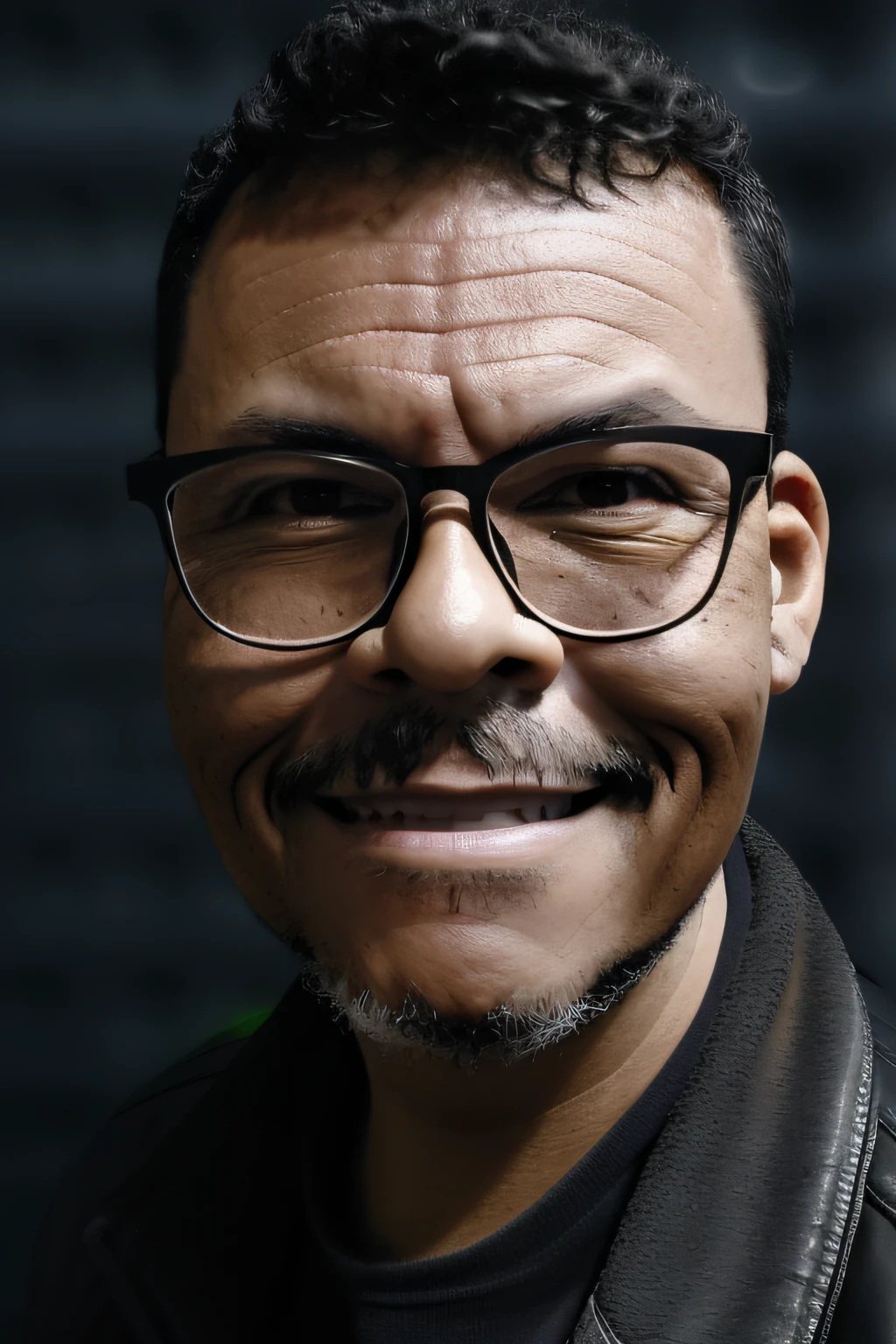 Man in glasses, retrato de guttonervision8, discreto, escuro, centro da imagem, side-lighting
