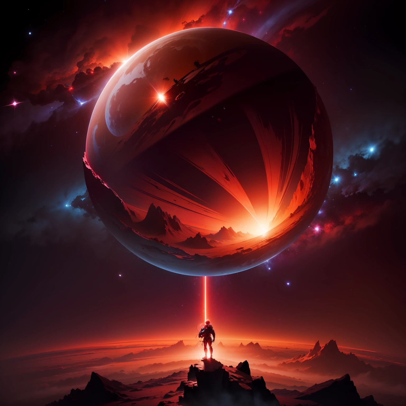 (Detailed description), (melhor imagem), Crimson outer space, epic, muito bonito