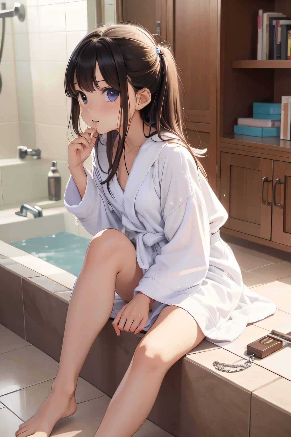 bath robe,Barefoot,schoolgirls,Look up,Anklets,Need,tmasterpiece