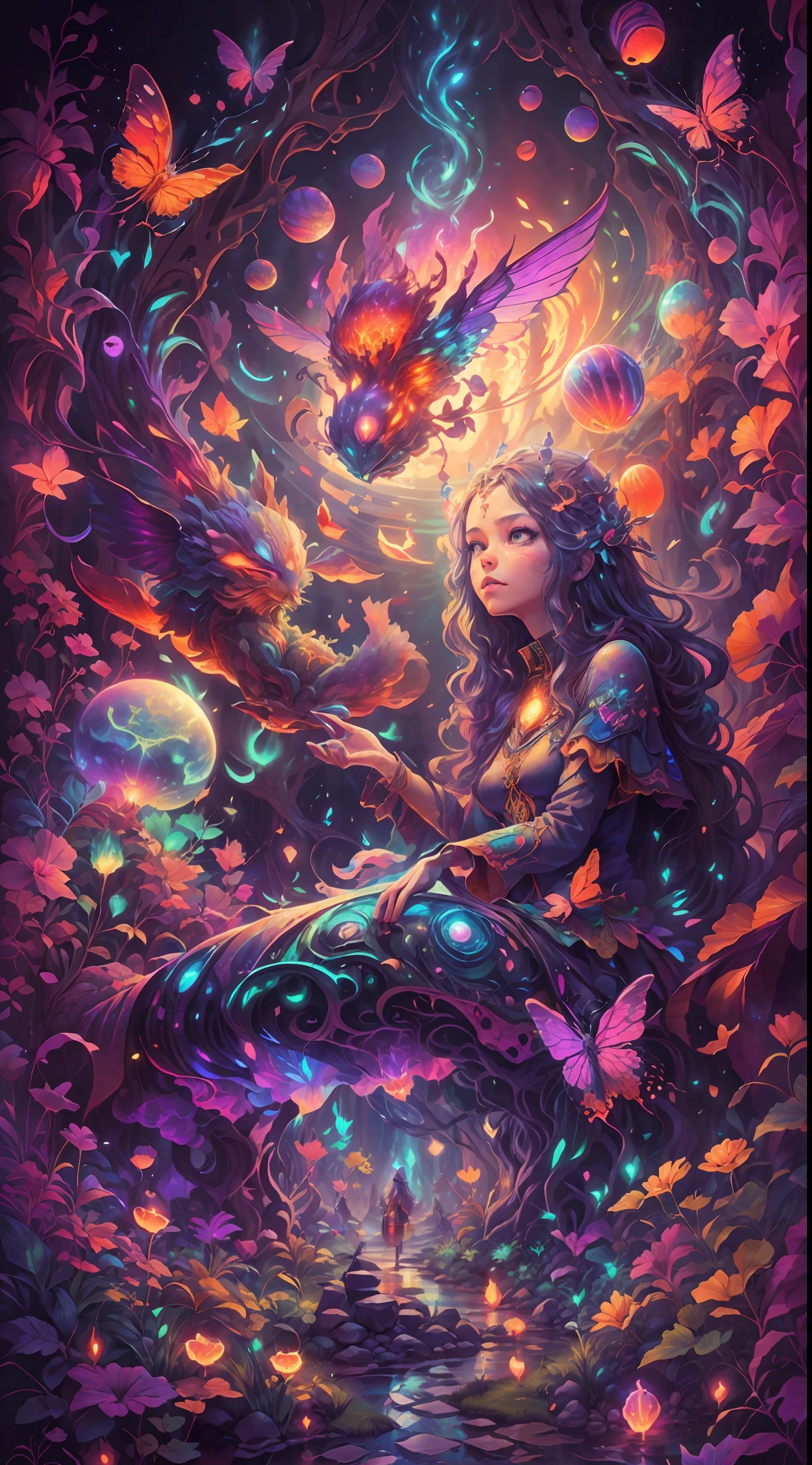 Thrilling dreams, ultra-realistic realism, abstracted, psychedelia, tmasterpiece,PsyAI, (tmasterpiece,best qualtiy:1.2),illustration,8k wallpaper,Dazzle,(Portals:1.1),(Otherworldly creatures:1.2),(magic energy:1.1),(floating debris:1.05),(glowing third eye:1.1), butterflys,florals, (strong lights:1.05), (illumination:1.05), (fantasy:1.15), (hyper realisitc:1.1), (mistic:1.05), (intriguing:1.05), (Ethereal:1.08), (mistic:1.1), (cosmic:1.05), (interdimensional:1.1), (unearthly:1.05), (spellbinding:1.1), (Unforgettable:1.05), (Fantasy art: 1.1),(number art:1.05),(magic realism:1.08),(Epic:1.1),(concept-art:1.05),(highly detailed:1.1),(cinematic ligh:1.05),(ultra-realistic realism:1.05),(mistic:1.05),(astounding:1.1),(andrey surnov:1.05),(mind bending:1.1),(big breasts enchanting:1.05),(Unbelievable:1.05),(otherworldly landscapes:1.1),(breath-taking:1.05 ), (incredulous:1.05), (portal opening:1.05)