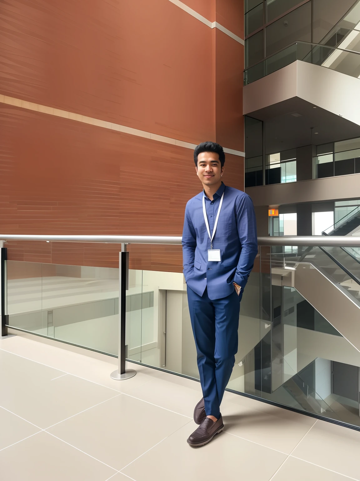 arafed man standing in front of a glass railing in a building, taken with sony alpha 9, taken with sony a7r camera, candid picture, at college, artistic pose, taken with canon 8 0 d, shot on nikon z9, full body photogenic shot, taken with a canon dslr camera, with a cool pose