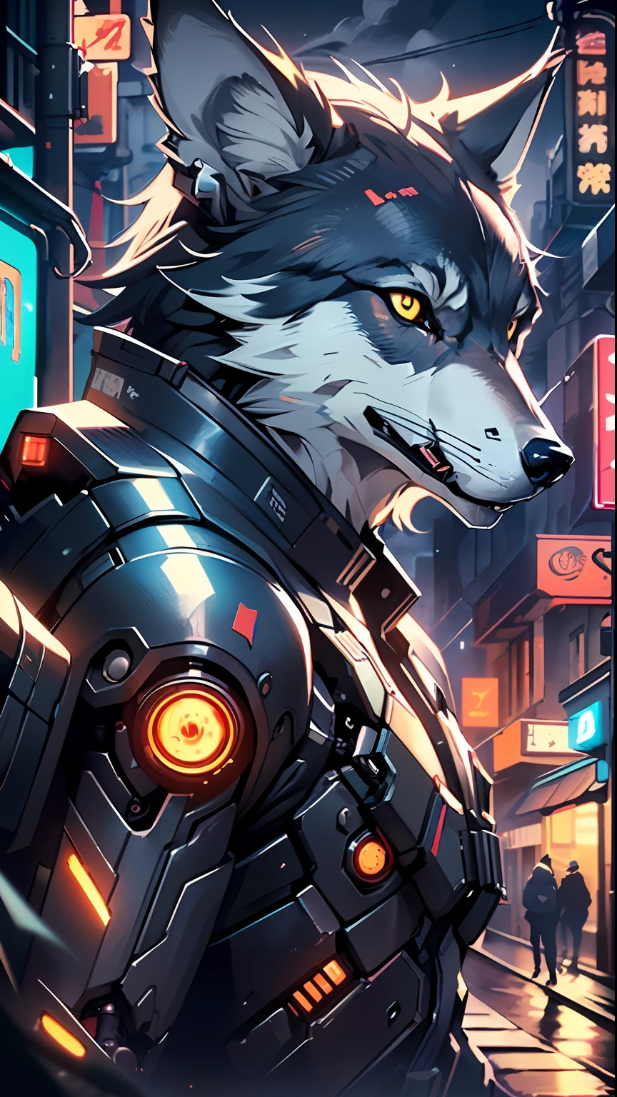 (((A mechanical wolf, cyborg style))),
(((cyborg-wolf))) ,
(dynamic pose:1.0), solo focus, centered, scale to fit dimensions, Rule of thirds,
outdoors, ((night view)), (cyberpunk night street Background: 1.5,dark sky,alleyway,lonely alley,thick clouds, detailed background:1.25),
(best quality), (high resolution), (sharp focus), (ultra detailed), (extremely detailed), (extremely high quality artwork), 8k_wallpaper, (extremely detailed CG 8k),(very fine 8K CG), ((hyper super ultra detailed perfect piece)), flawless, (((masterpiece))), illustration, vibrant colors, (intricate), High contrast, Selective lighting, Double exposure, HDR (High Dynamic Range), Post-processing, Background blur,