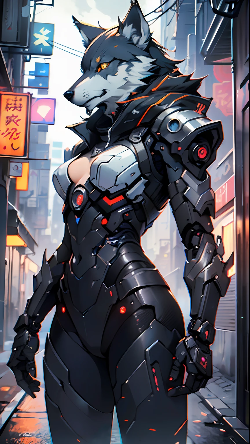 (((A mechanical wolf, cyborg style))),
(((cyborg-wolf))) ,
(dynamic pose:1.0), solo focus, centered, scale to fit dimensions, Rule of thirds,
outdoors, ((night view)), (cyberpunk night street Background: 1.5,dark sky,alleyway,lonely alley,thick clouds, detailed background:1.25),
(best quality), (high resolution), (sharp focus), (ultra detailed), (extremely detailed), (extremely high quality artwork), 8k_wallpaper, (extremely detailed CG 8k),(very fine 8K CG), ((hyper super ultra detailed perfect piece)), flawless, (((masterpiece))), illustration, vibrant colors, (intricate), High contrast, Selective lighting, Double exposure, HDR (High Dynamic Range), Post-processing, Background blur,