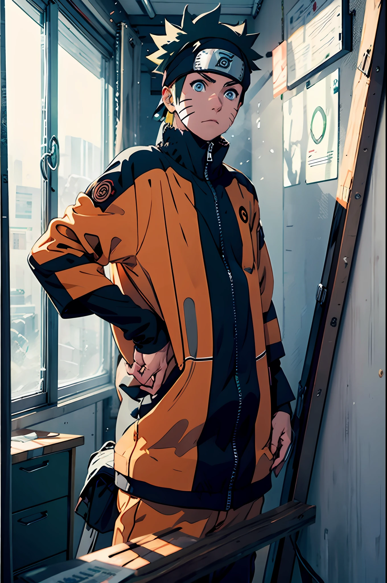 Naruto,Hinata Hinata,Off-white eyes,The shirt,office room,Black color hair,《Naruto》role,Cross your hands at the waist
