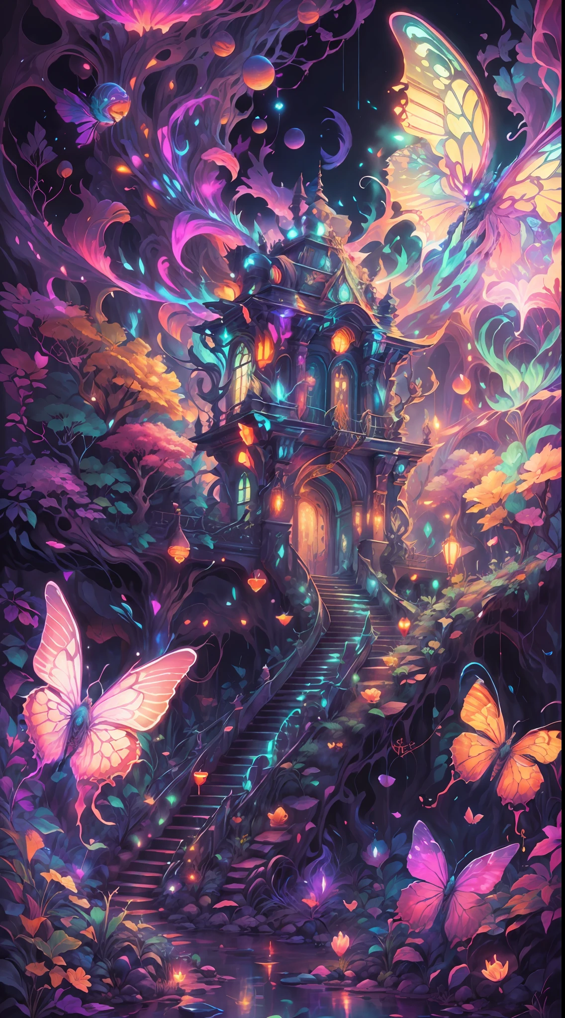 Thrilling dreams, ultra-realistic realism, abstracted, psychedelia, tmasterpiece,PsyAI, (tmasterpiece,best qualtiy:1.2),illustration,8k wallpaper,Dazzle,(Portals:1.1),(Otherworldly creatures:1.2),(magic energy:1.1),(floating debris:1.05),(glowing third eye:1.1), butterflys,florals, (strong lights:1.05), (illumination:1.05), (fantasy:1.15), (hyper realisitc:1.1), (mistic:1.05), (intriguing:1.05), (Ethereal:1.08), (mistic:1.1), (cosmic:1.05), (interdimensional:1.1), (unearthly:1.05), (spellbinding:1.1), (Unforgettable:1.05), (Fantasy art: 1.1),(number art:1.05),(magic realism:1.08),(Epic:1.1),(concept-art:1.05),(highly detailed:1.1),(cinematic ligh:1.05),(ultra-realistic realism:1.05),(mistic:1.05),(astounding:1.1),(andrey surnov:1.05),(mind bending:1.1),(big breasts enchanting:1.05),(Unbelievable:1.05),(otherworldly landscapes:1.1),(breath-taking:1.05 ), (incredulous:1.05), (portal opening:1.05)
