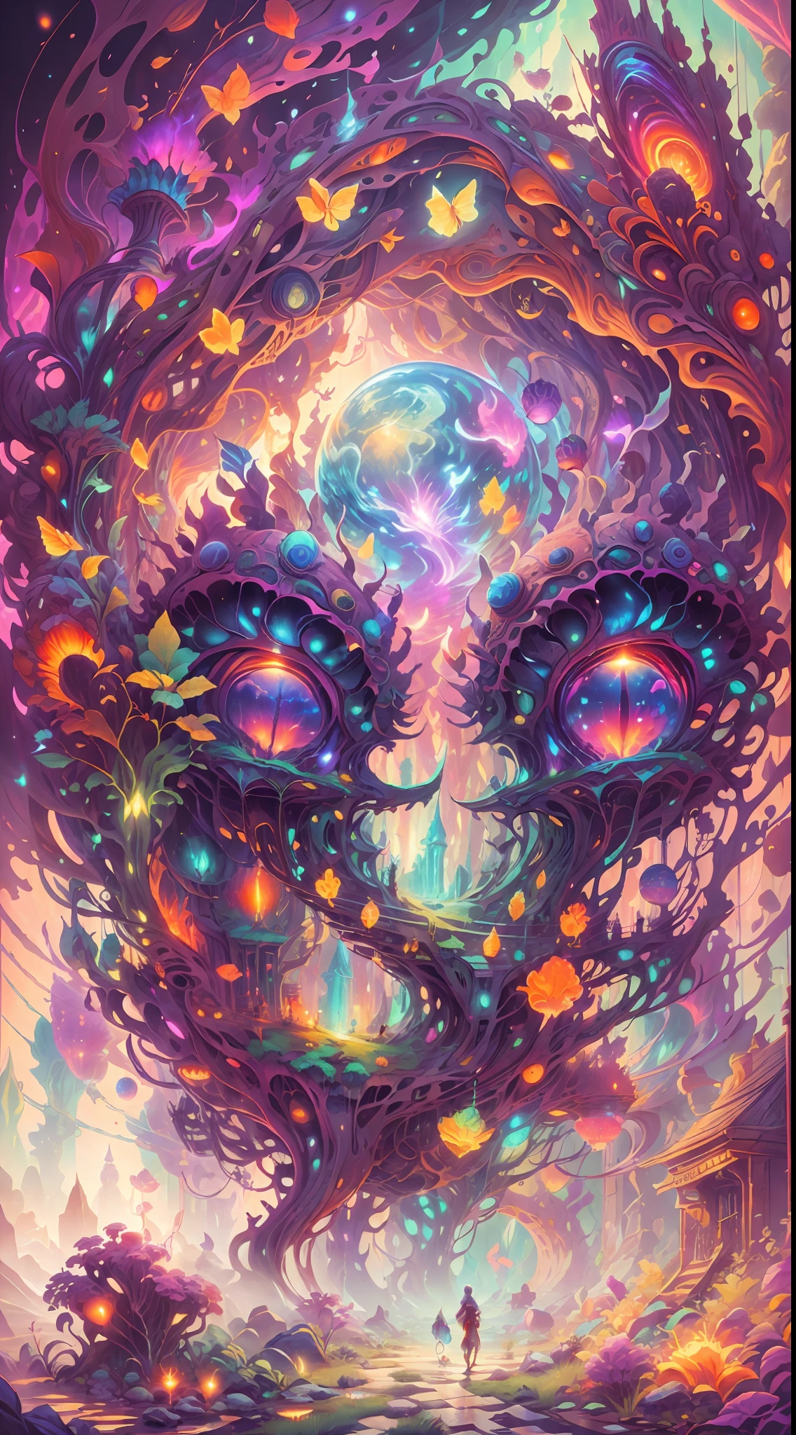 Thrilling dreams, ultra-realistic realism, abstracted, psychedelia, tmasterpiece,PsyAI, (tmasterpiece,best qualtiy:1.2),illustration,8k wallpaper,Dazzle,(Portals:1.1),(Otherworldly creatures:1.2),(magic energy:1.1),(floating debris:1.05),(glowing third eye:1.1), butterflys,florals, (strong lights:1.05), (illumination:1.05), (fantasy:1.15), (hyper realisitc:1.1), (mistic:1.05), (intriguing:1.05), (Ethereal:1.08), (mistic:1.1), (cosmic:1.05), (interdimensional:1.1), (unearthly:1.05), (spellbinding:1.1), (Unforgettable:1.05), (Fantasy art: 1.1),(number art:1.05),(magic realism:1.08),(Epic:1.1),(concept-art:1.05),(highly detailed:1.1),(cinematic ligh:1.05),(ultra-realistic realism:1.05),(mistic:1.05),(astounding:1.1),(andrey surnov:1.05),(mind bending:1.1),(big breasts enchanting:1.05),(Unbelievable:1.05),(otherworldly landscapes:1.1),(breath-taking:1.05 ), (incredulous:1.05), (portal opening:1.05)