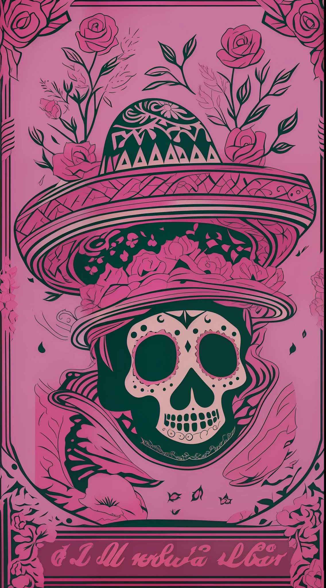 Flyer estilo cultura mexicana dia de muertos colores morados plateados rosa pastel