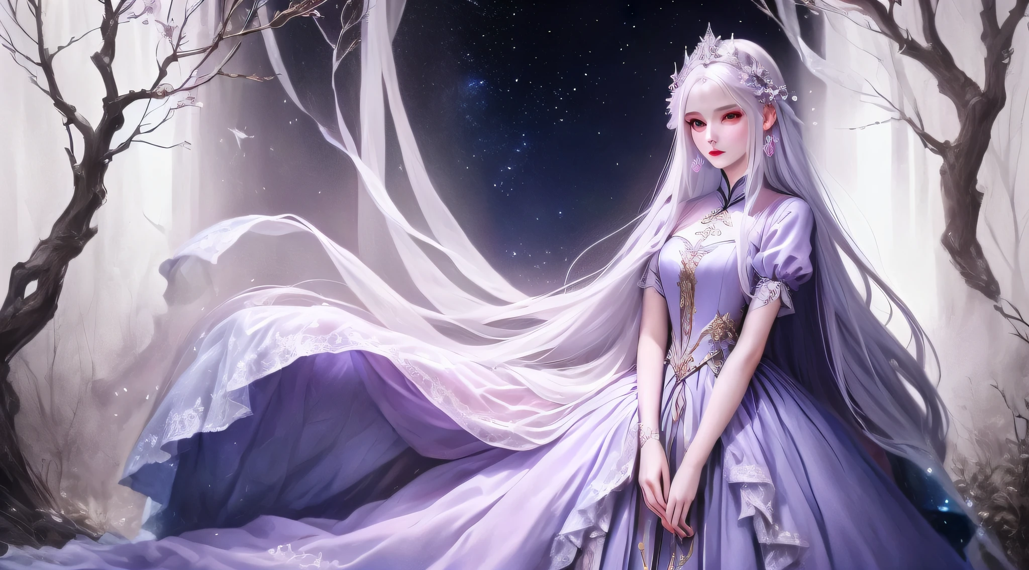 There is a doll in a dress and shoes, usando roupas formais de fantasia, xianxia de corpo inteiro, fantasy style clothing, vestido de sonho, uma bela imperatriz fantasia, Roupas de bruxa astral, Saia longa feminina, a stunning young ethereal figure, Rainha elfa bonita e elegante, fantasia, Vestido de fantasia intrincado, Princesa chinesa antiga, pale young ghost girl, Ethereal Fantasy,olhos grandes,