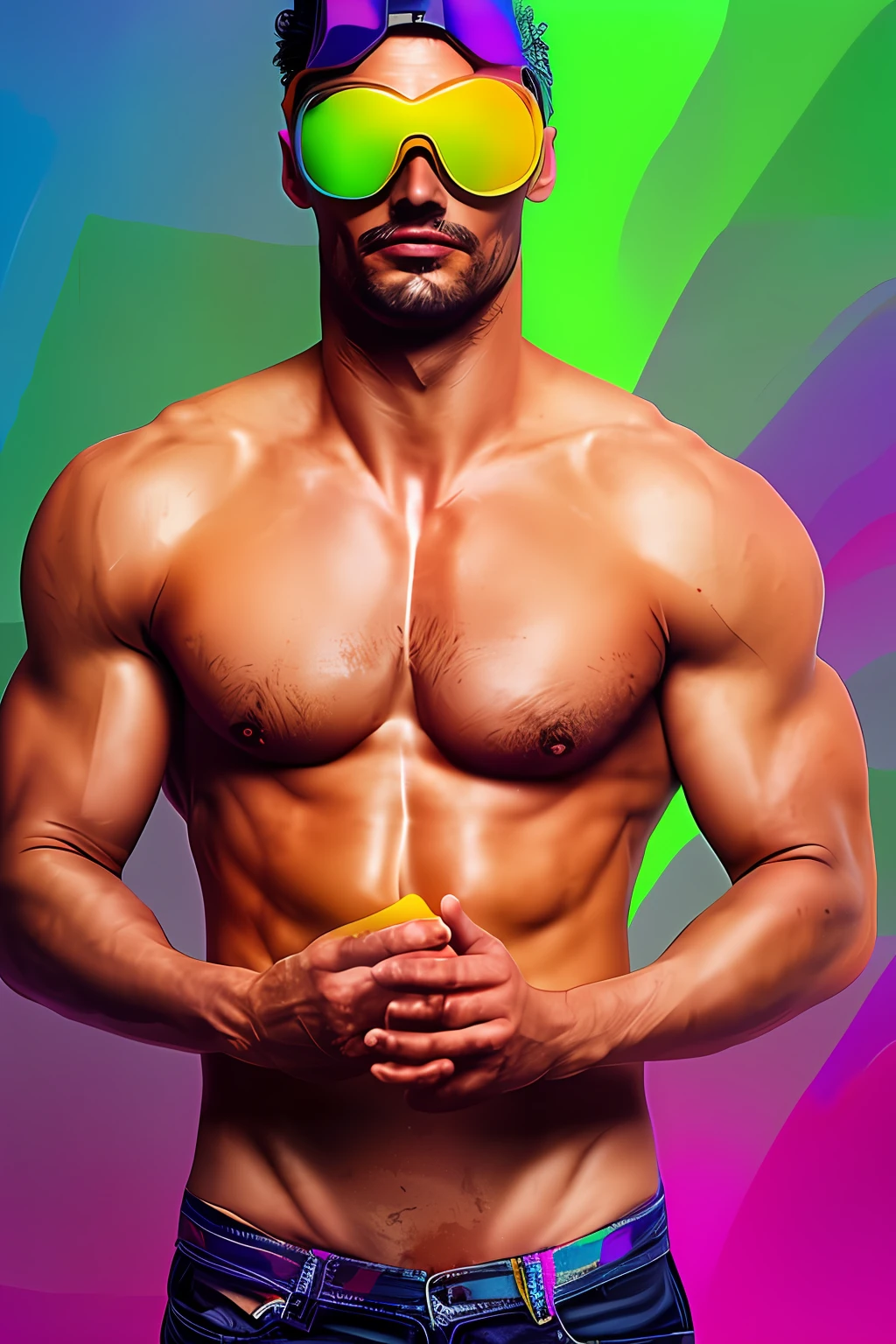 a man that is standing in the water, neon color mixed media painterly, david gandy, 🧒 📸 🎨, exploding powder, sub tropical, goggles, rainbow shift, setteidreams colour design, frank miller creative design, bloom. fantasy, inspired by Christopher Wood, high octane filter, vibrantly lush, a close up of a cake with frosting on it, colourful movie art, river in front of him, holi festival of rich color, blur:-1, shirtless :: high detail, gradient darker to bottom, hindu, damaged photo, by Dong Kingman, movie still, instagram art,
9
6