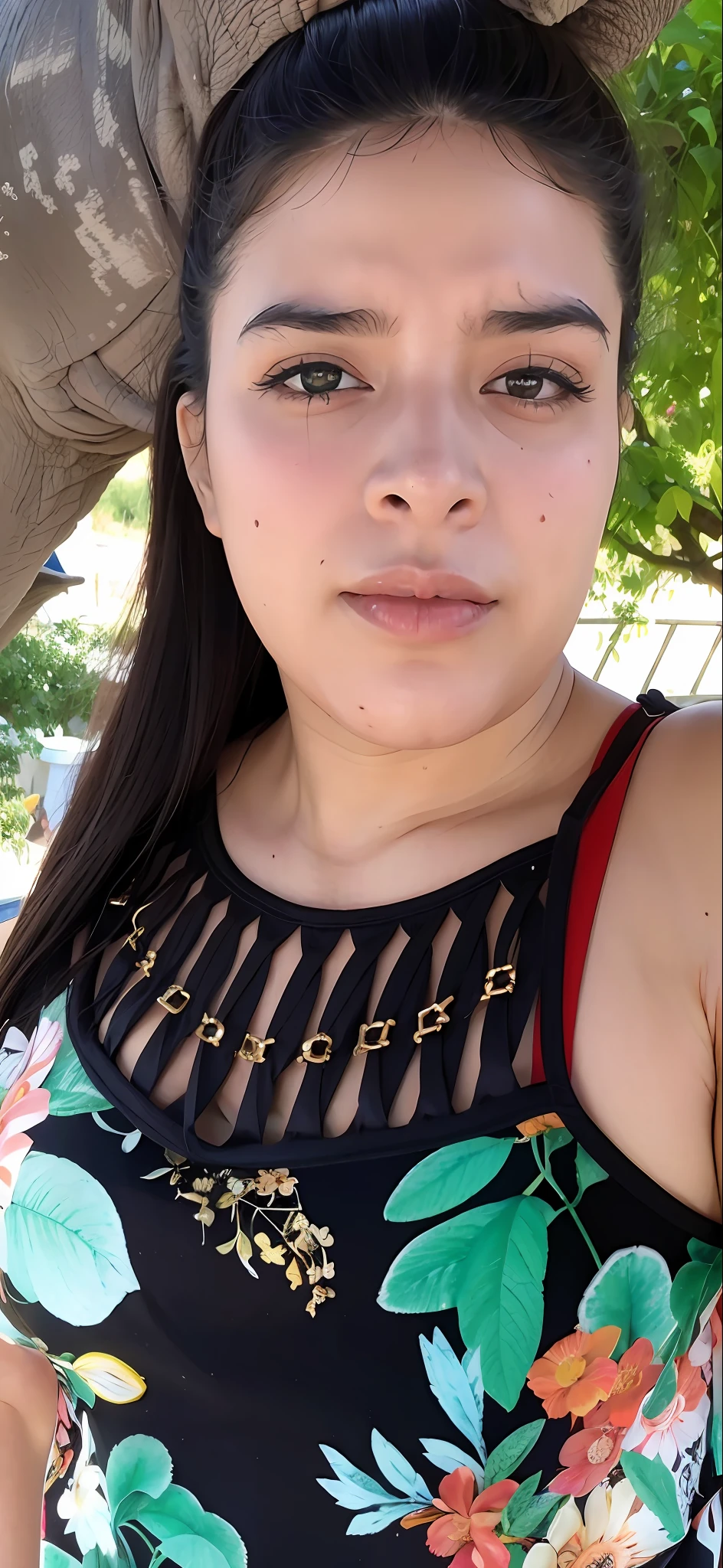 There is a woman standing next to an elephant, Mulher de 30 anos, 3 0 anos de idade mulher, 2 7 anos, 2 8 anos, 2 3 anos, 2 9 anos, 2 2 anos, 2 4 anos, Ayahausca, 21 anos, 3 2 anos, 18 anos