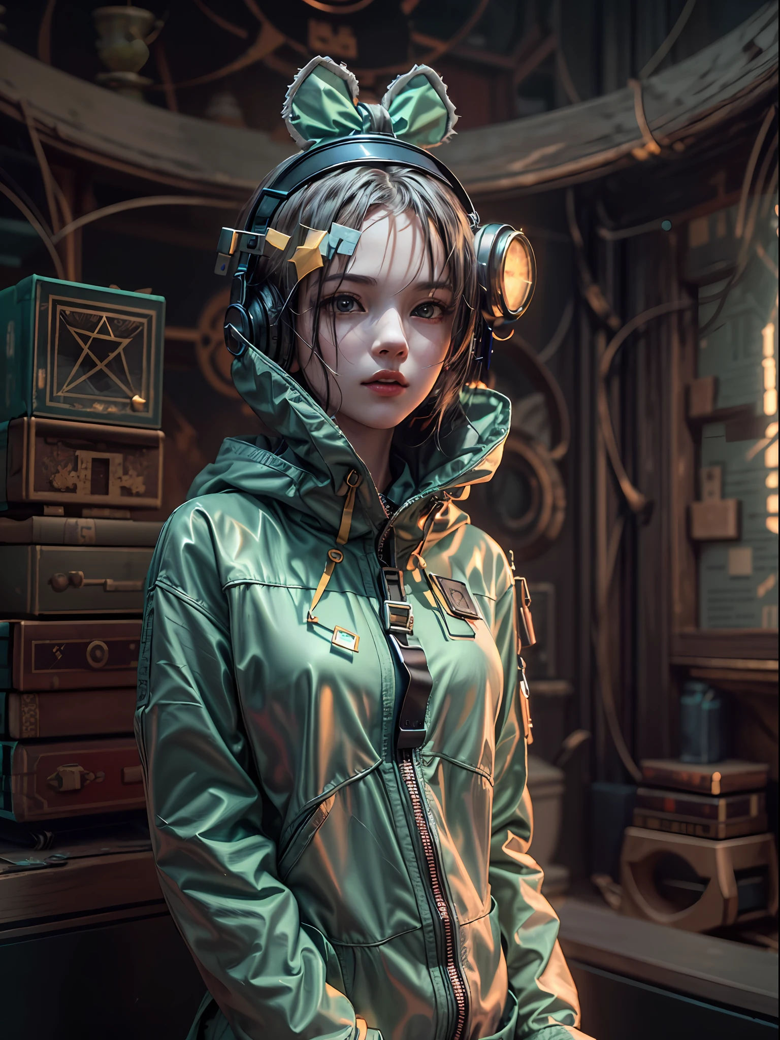 ((((adorable,captivating,enchanting,female)))),(top buns),((wearing hood,wearing leggings,wearing miniskirt,wearing backpack)),((wearing boots,wearing gloves,wearing blades)), (((fuzzy-logic, psychenautics, mysticism, urban-gothic, psychonaut, sci-fi, hi-fi, abstracted, quasi-organic, sacred geometrics, biomechanics, alchemical, isometrics))), (((most beautiful images in existence))), (masterpiece), (masterwork), ((top quality)), ((best quality)), ((highest quality)), ((high fidelity)), ((highest resolution)), ((highres)), ((hyper-detailed)), (((detail enhancement))), ((deeply detailed)), unity 8k, unreal 8k, octane render, awe inspiring, breathtaking, hdr, uhd, hdr, fhd, meticulous, intricate, intimate, nuanced, award winning, (((most beautiful artwork))), photon mapping, ray tracing, film grain, depth of field