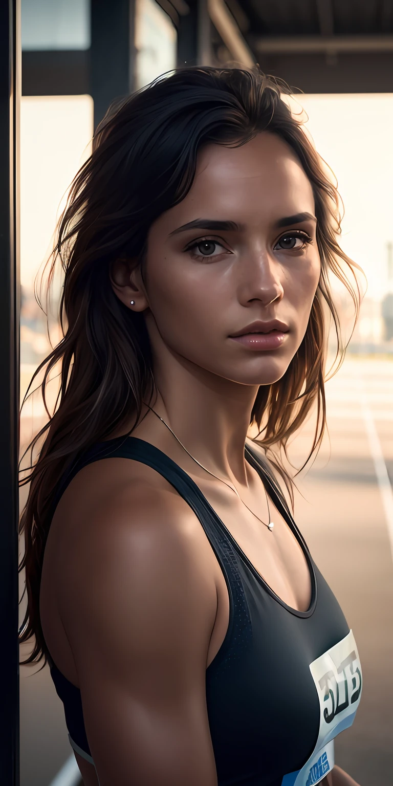 beautiful mature Swedish college girl, in track outfit, outside on track field, ((slim, petite)), photorealistic, photo, masterpiece, realistic, realism, photorealism, high contrast, photorealistic digital art trending on Artstation 8k HD high definition detailed realistic, detailed, skin texture, hyper detailed, realistic skin texture, armature, best quality, ultra high res, (photorealistic:1.4),, high resolution, detailed, raw photo, sharp re, by lee jeffries nikon d850 film stock photograph 4 kodak portra 400 camera f1.6 lens rich colors hyper realistic lifelike texture dramatic lighting unrealengine trending on artstation cinestill 800,