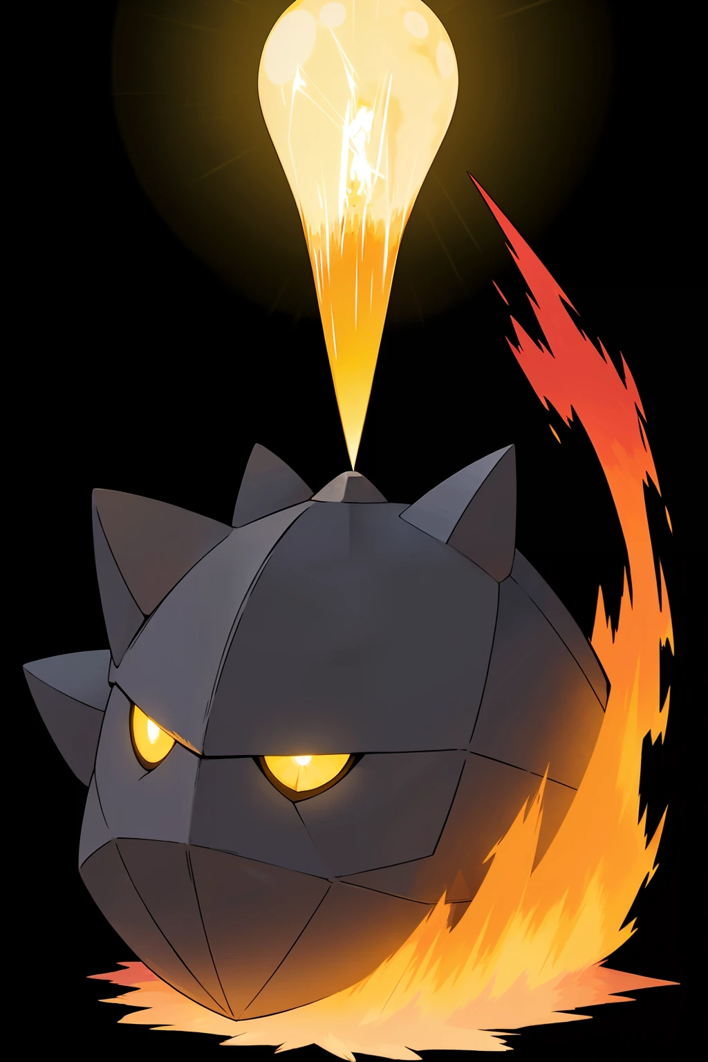 (Best quality, masterpiece1.2), starter fire, aura brillante, aura, Brilliant, epic, Bright, glow, awesome, pokemon, fakemon, feu, earth, thunder, small grew, sheet, noir fond, black background