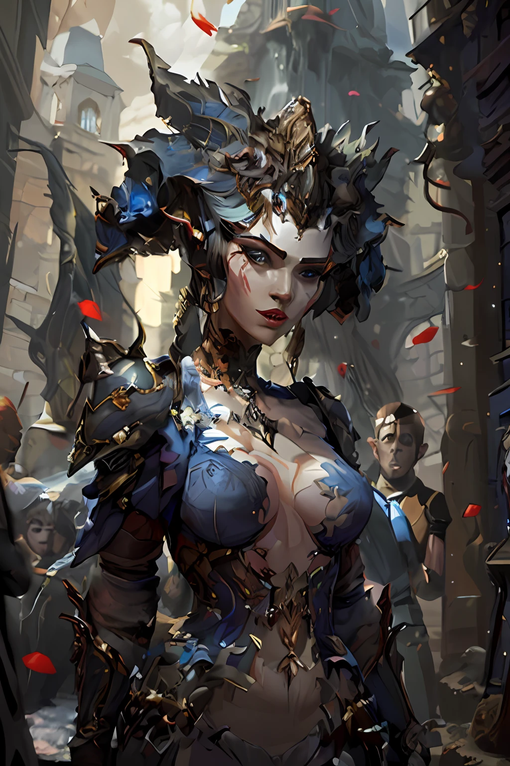 Arafed Frau in einem Fantasy-Setting mit einem Schwert und einem Vogel, Stil von Raymond Swanland, portrait of a cyborg queen, Kompliziertes Wlop, Karol Bak und Peter Mohrbacher, Wlop-Kunst, inspiriert von Fenghua Zhong, Wlop Jeremy Lipkin, Die Kunst des Wlops, Fantasy Art Behance, von Yang J
