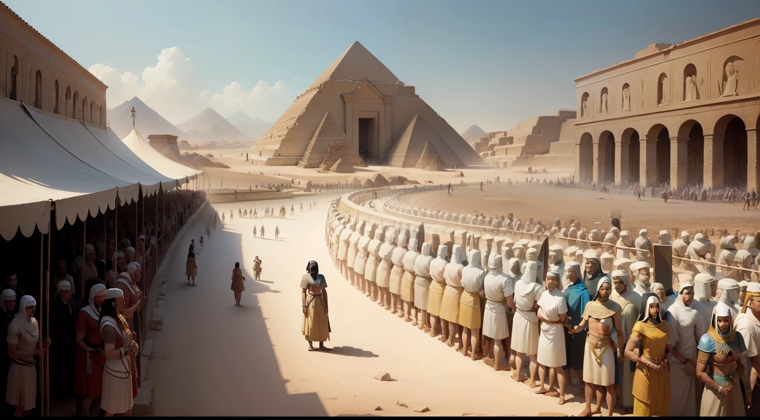 Crowd of people in ancient Egypt, imagem de longe